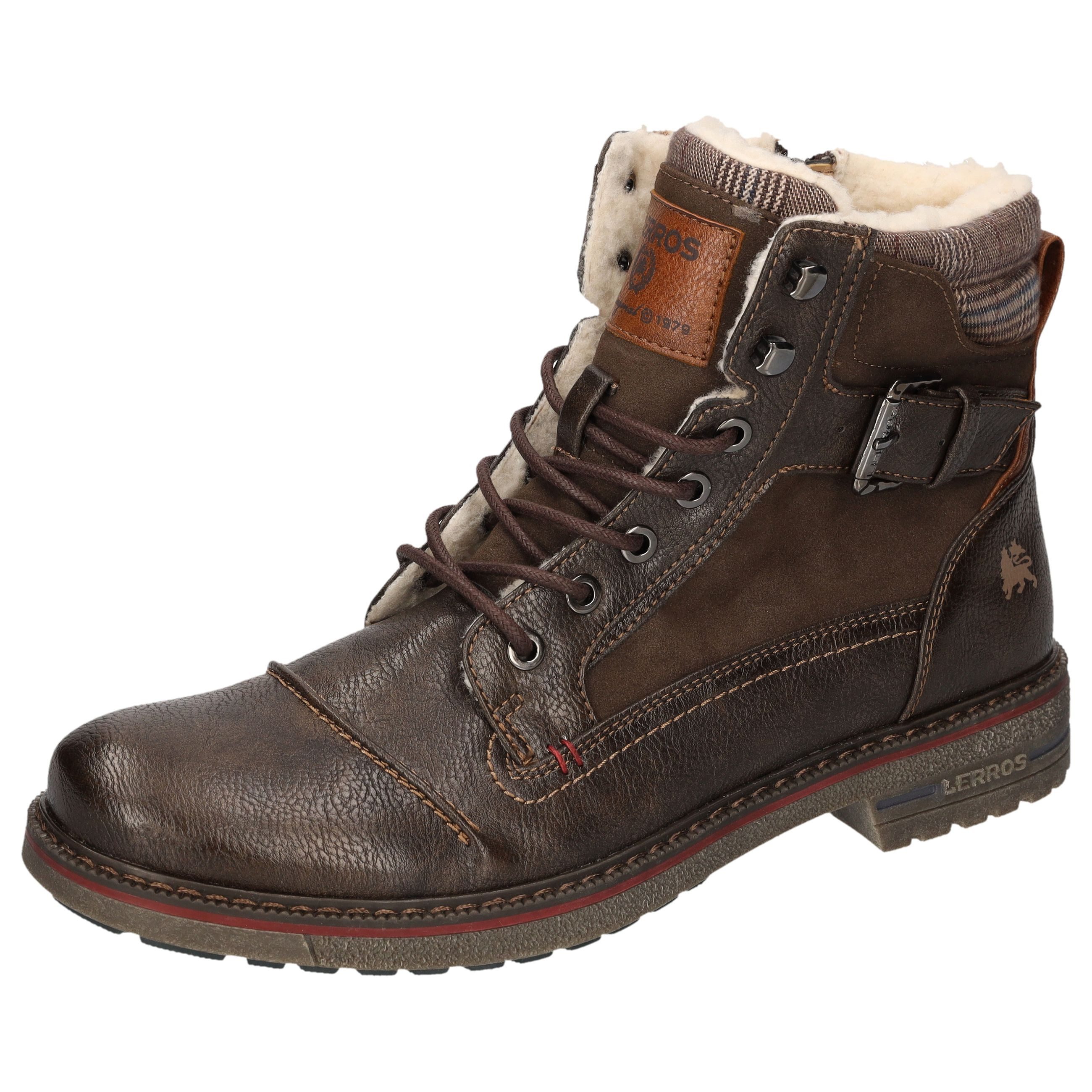 LERROS Winterboots Workerboots, Schnürboots mit gepolstertem Karo-Schaftrand