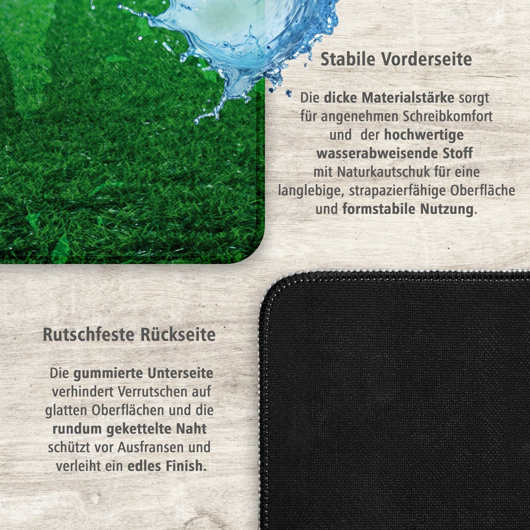 itenga Schreibtischunterlage itenga XXL Mauspad Schreibtischunterlage Stoff gummiert 75x44cm FUSSBA – Bild 4 von 4