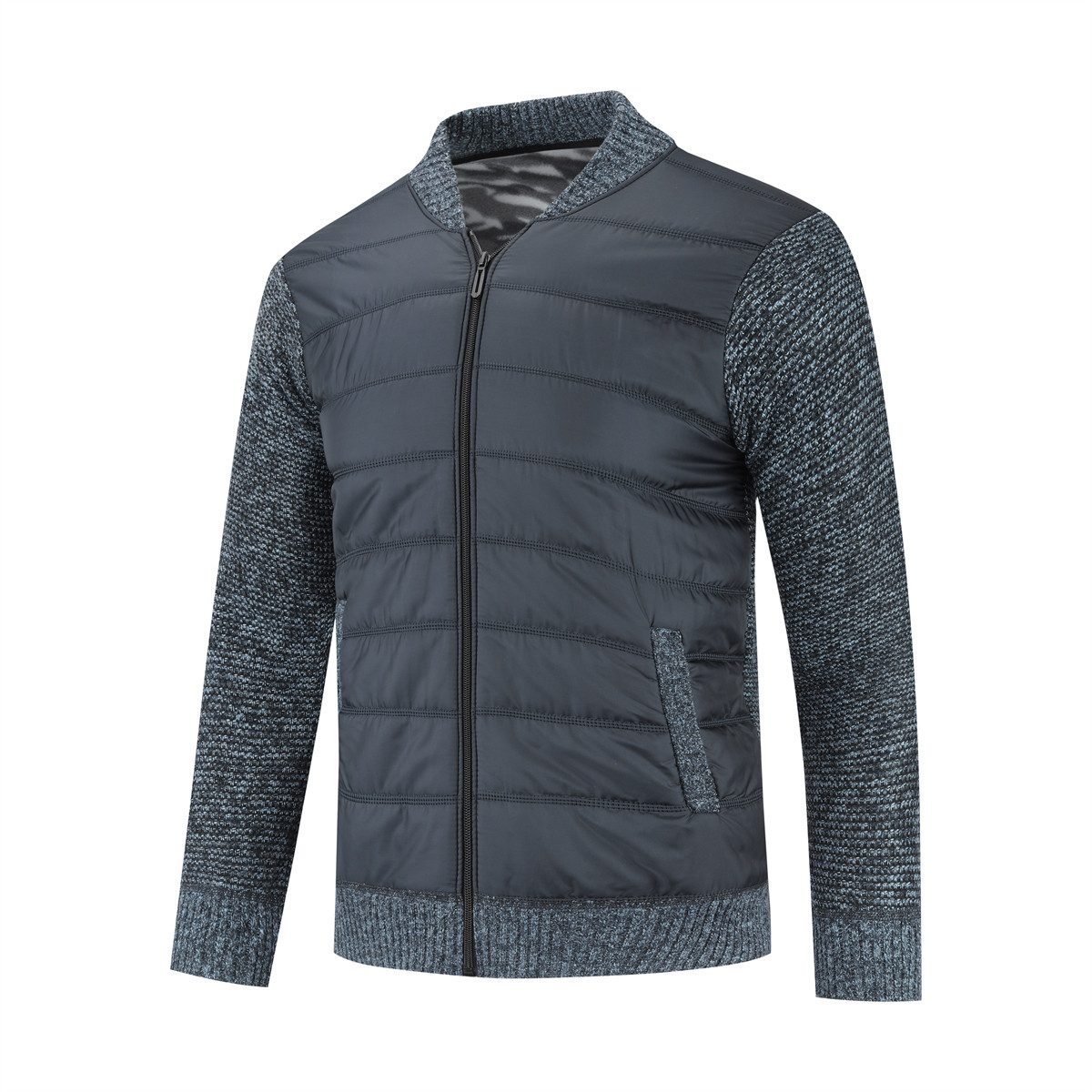 Allthemen Strickjacke Herren Patchwork-Design Cardigan mit Reißverschluss