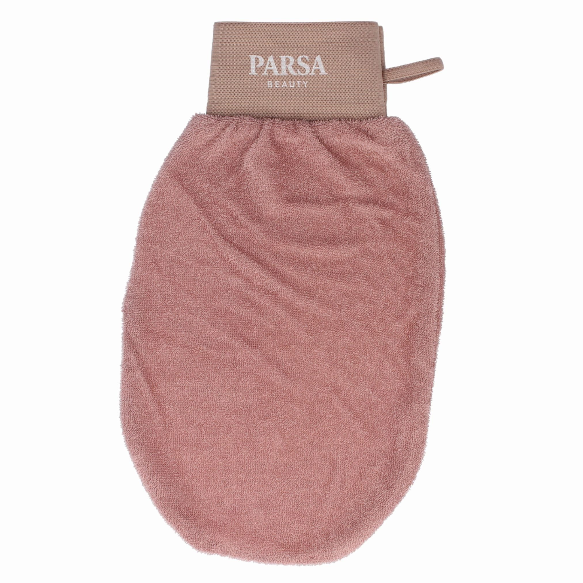 PARSA Beauty Schmink-Set Wellness Peelinghandschuh Terracotta, sanftes Peeling in Spa-Optik