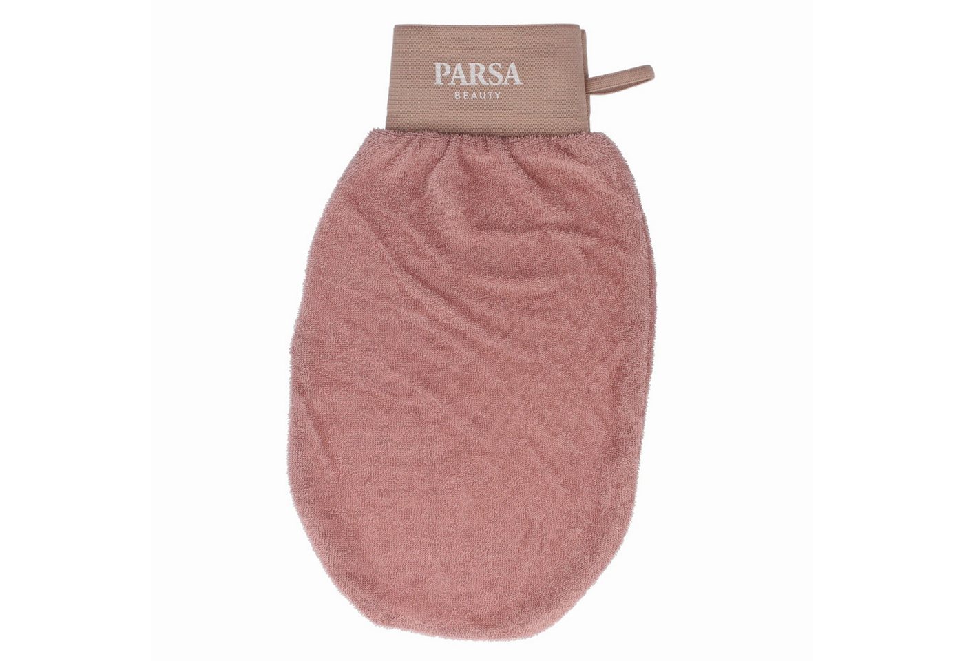 PARSA Beauty Waschhandschuh Wellness Peelinghandschuh Terracotta, sanftes Peeling in Spa-Optik