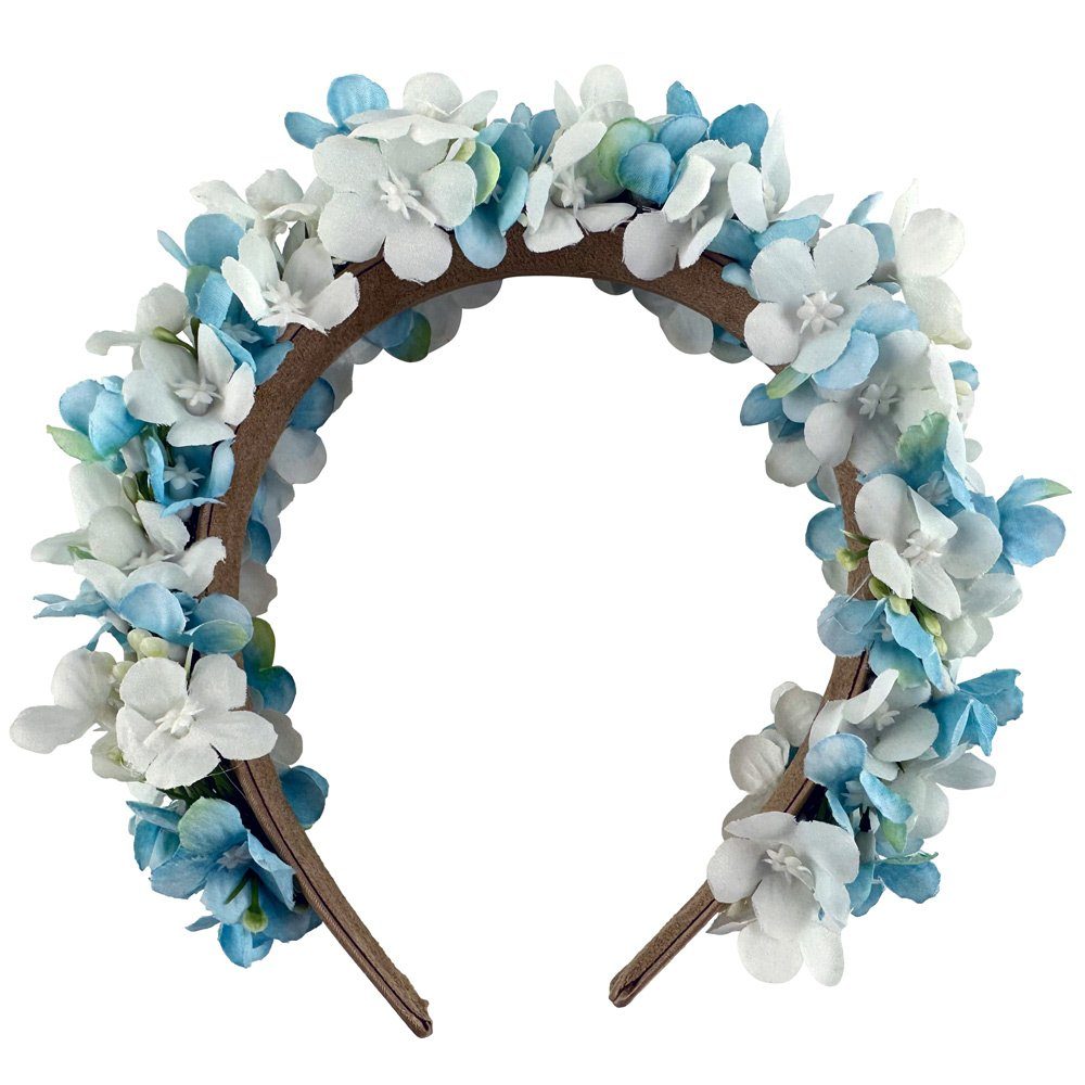 Trachtenland Haarreif Blumen Haarkranz "Marissa" mit zarten Blüten Hellblau