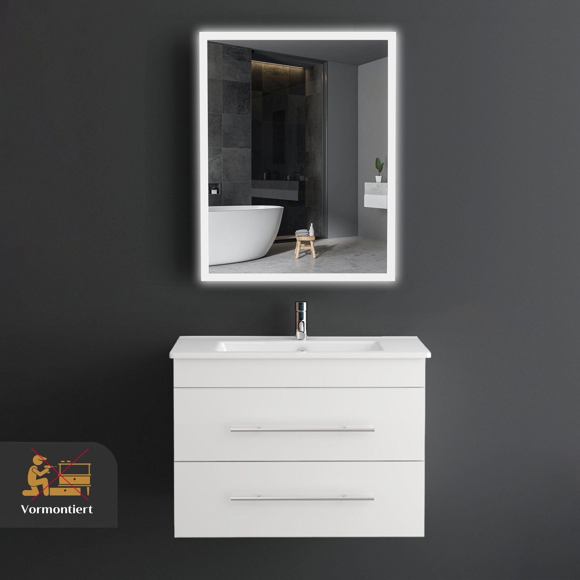 Alpenberger Badmöbel-Set Waschbecken mit Unterschrank - Waschbeckenuntersch günstig online kaufen