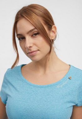 Ragwear Kurzarmshirt MINTT Basic Shirt mit Zierknopf und Logostickerei