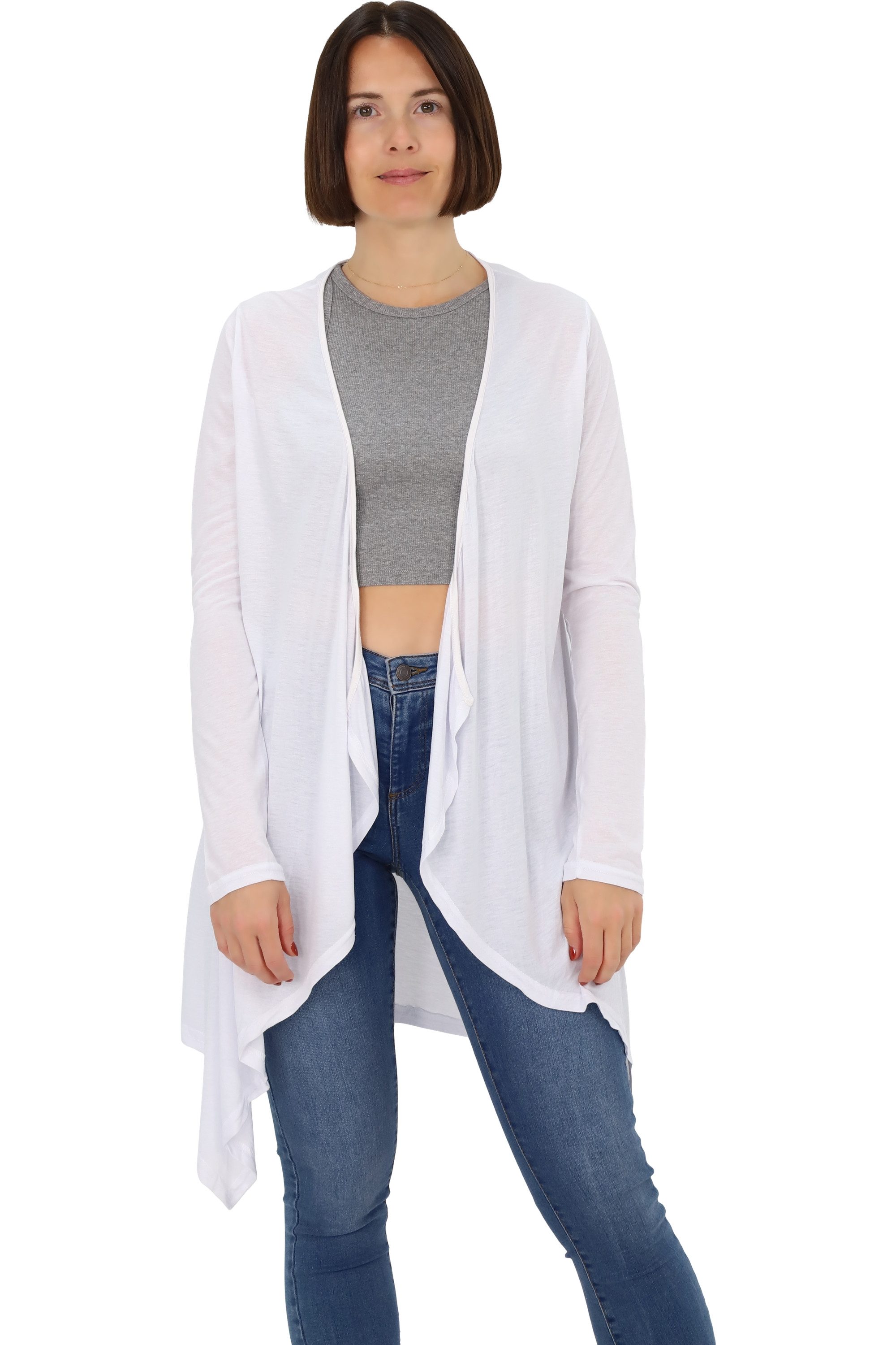 malito more than fashion Cardigan malito Damen Cardigan langarm asymetrisch 806 assymetrisches langarm Basic Jäckchen