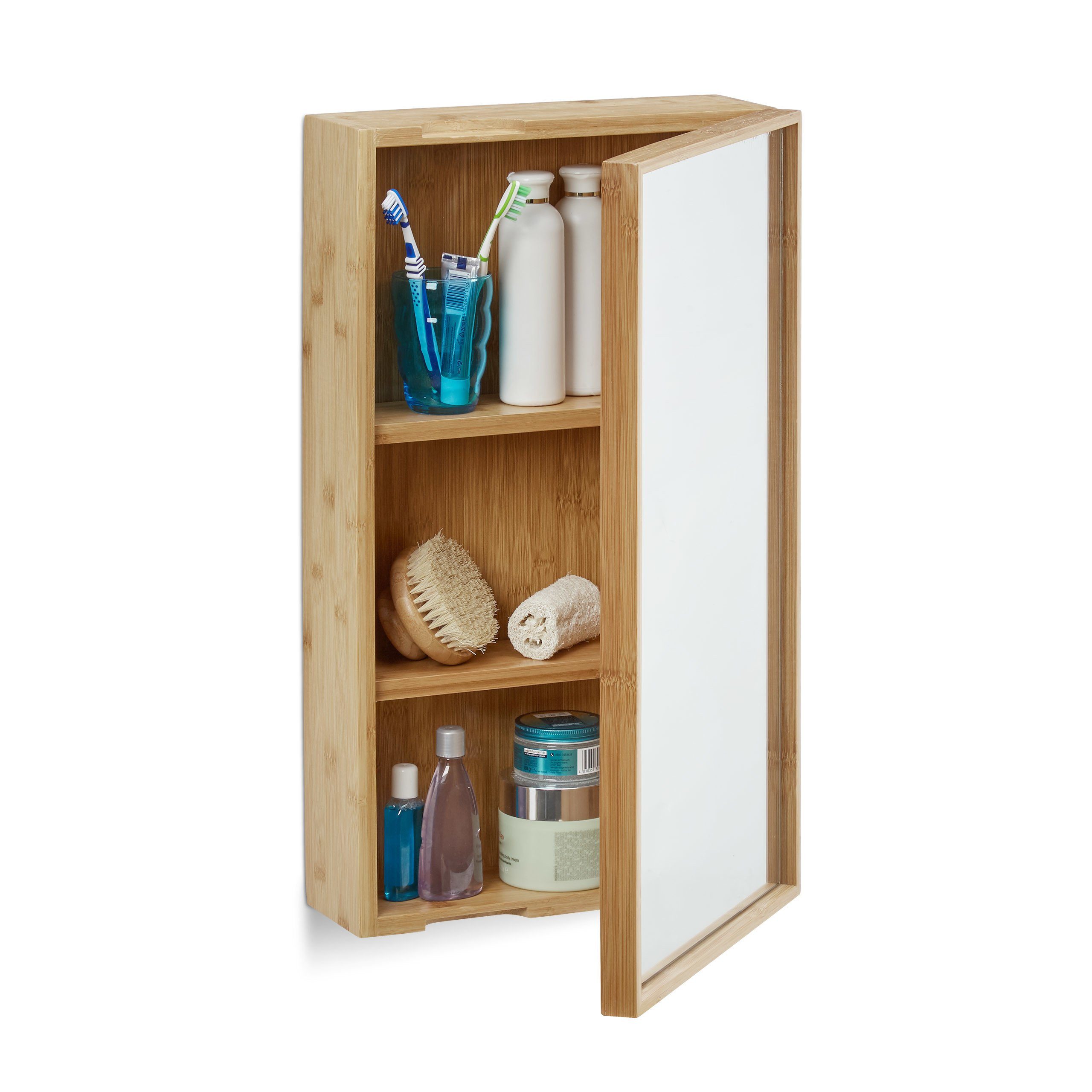 relaxdays Badezimmerspiegelschrank Bad Spiegelschrank mit Tür günstig online kaufen