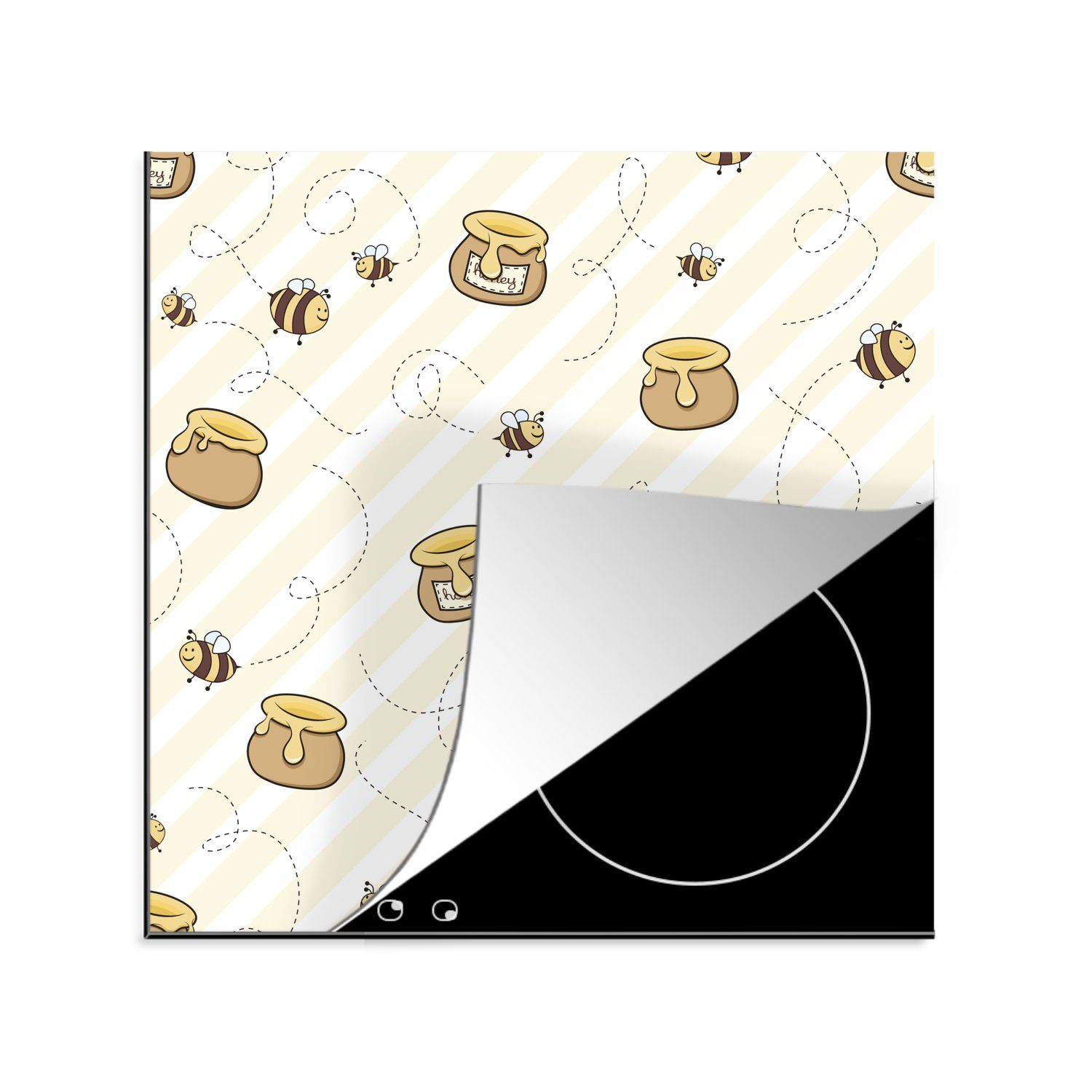 Eine Illustration cm, Honigtöpfen, von Herdblende-/Abdeckplatte MuchoWow 78x78 Ceranfeldabdeckung, tlg), für Arbeitsplatte (1 küche Bienen Vinyl, und