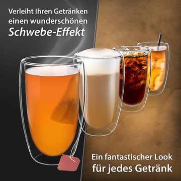 Impolio Latte-Macchiato-Glas 4x450ml Doppelwandige Gläser: Borosilikat Thermogläser, glas