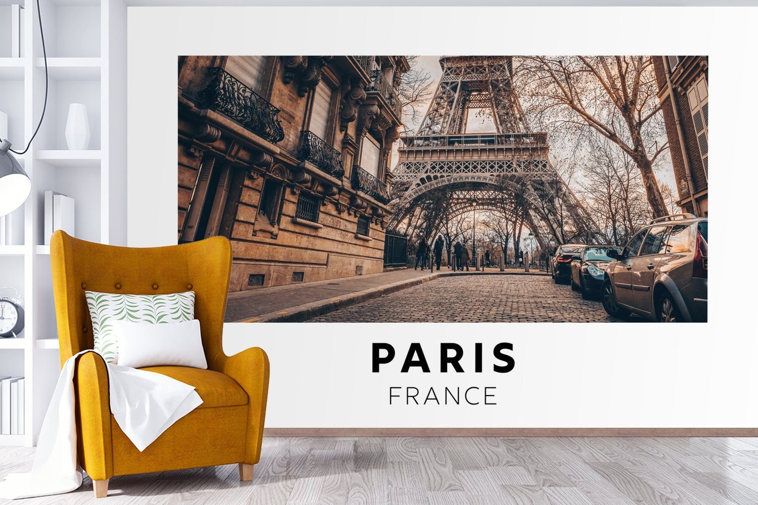 - (6 für Matt, St), Eiffelturm, Fototapete Paris Tapete MuchoWow Frankreich Wallpaper bedruckt, - Schlafzimmer, Kinderzimmer, Wohnzimmer, Vinyl