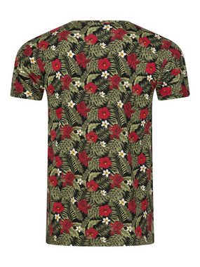 riverso T-Shirt Herren Printshirt RIVBill Regular Fit (2-tlg) Kurzarm Hawaiishirt mit Rundhalsausschnitt aus 100% Baumwolle