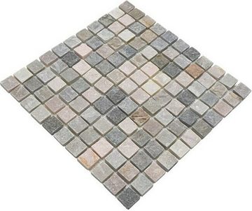 Mosani Mosaikfliesen Quarzit Naturstein Mosaik Fliese beige grau Wand Boden Dusche