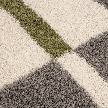 Hochflor-Teppich Kariert Design, Carpettex, Läufer, Höhe: 30 mm, Teppich Kariert Design Teppich im modern Stil Teppich Wohnzimmer