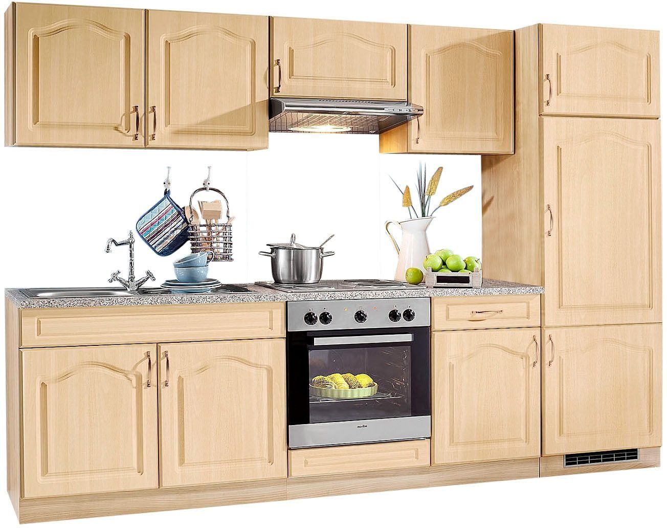 wiho Küchen Küchenzeile Linz, mit E-Geräten, Breite 270 cm, mit  Edelstahl-Kochmulde