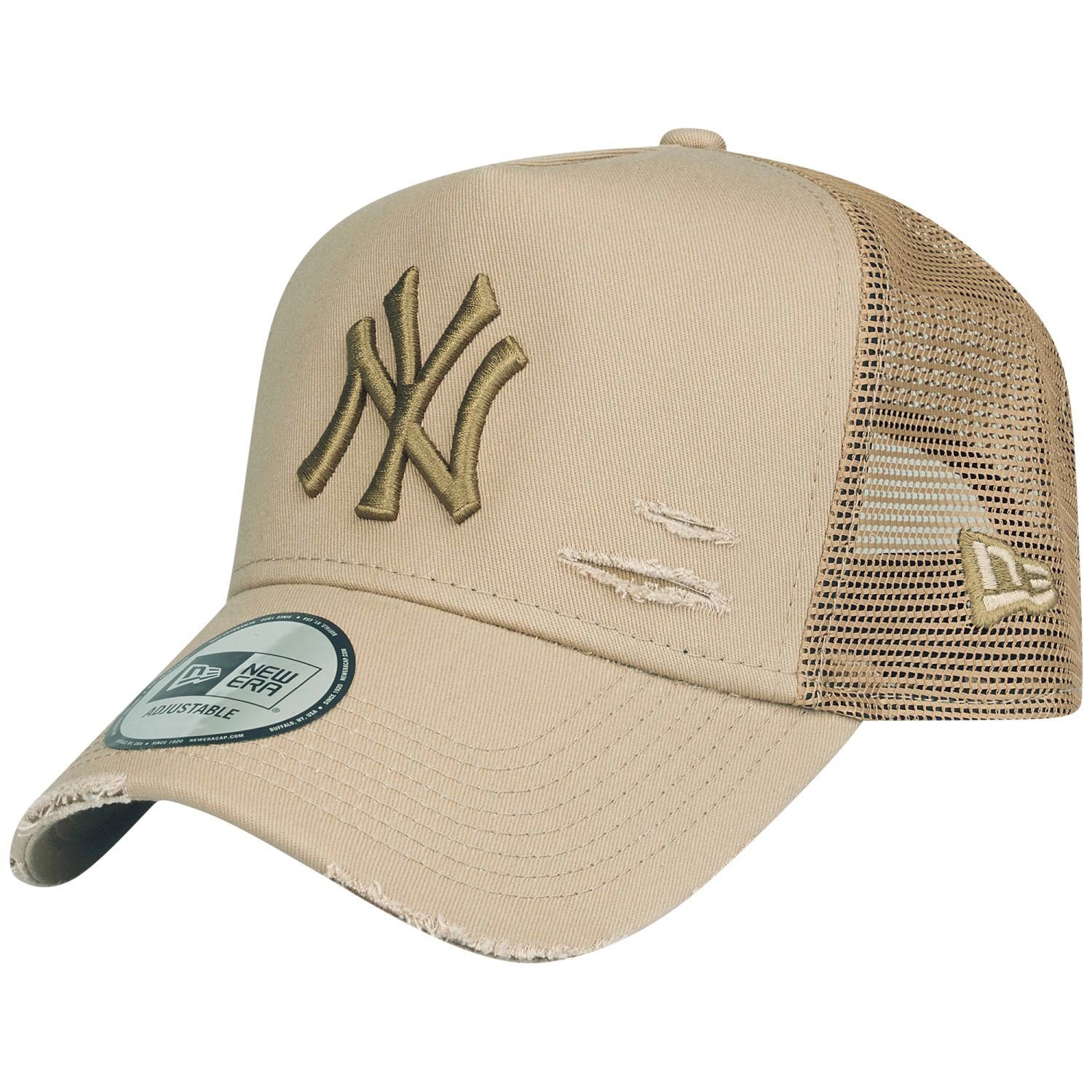 New Era Trucker Cap Trucker DISTRESSED New York Yankees Beige