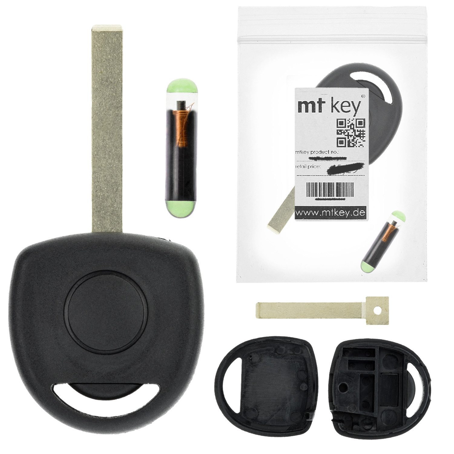 mt-key Schlüsseltasche Auto Zünd Schlüssel Rohling HU100 + ID48 Transponder (Set), für Chevrolet Colorado (08-12)