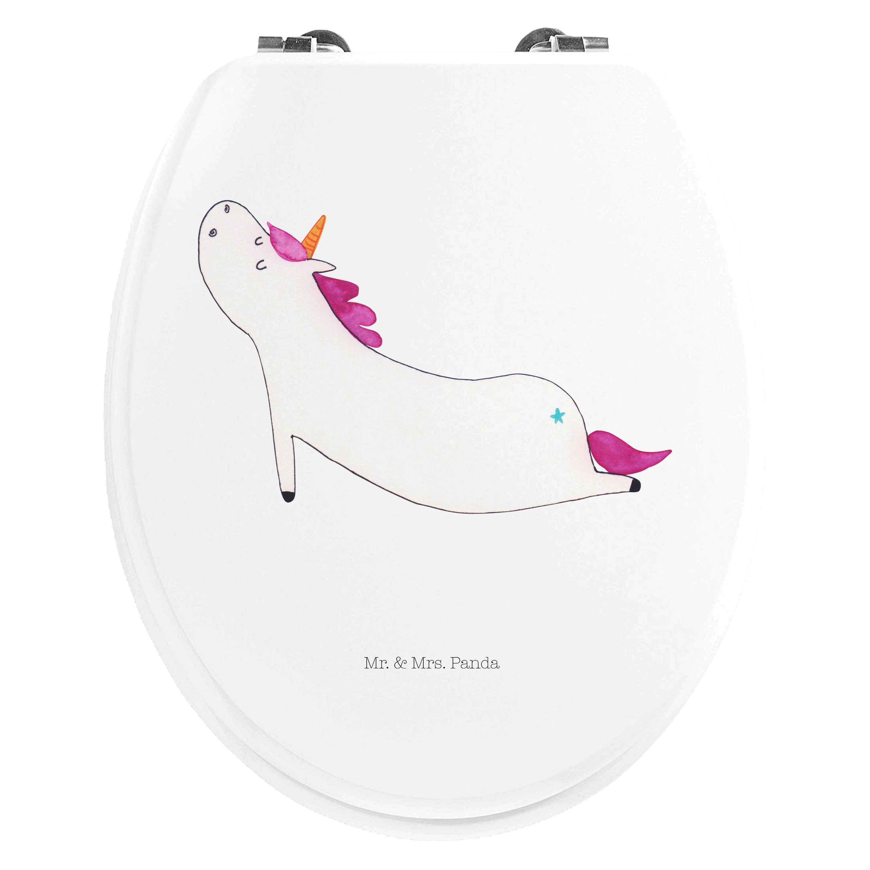 WC-Sitz Einhorn Yoga - Weiß - Geschenk, Einhörner, Toilettendeckel, witzig, K