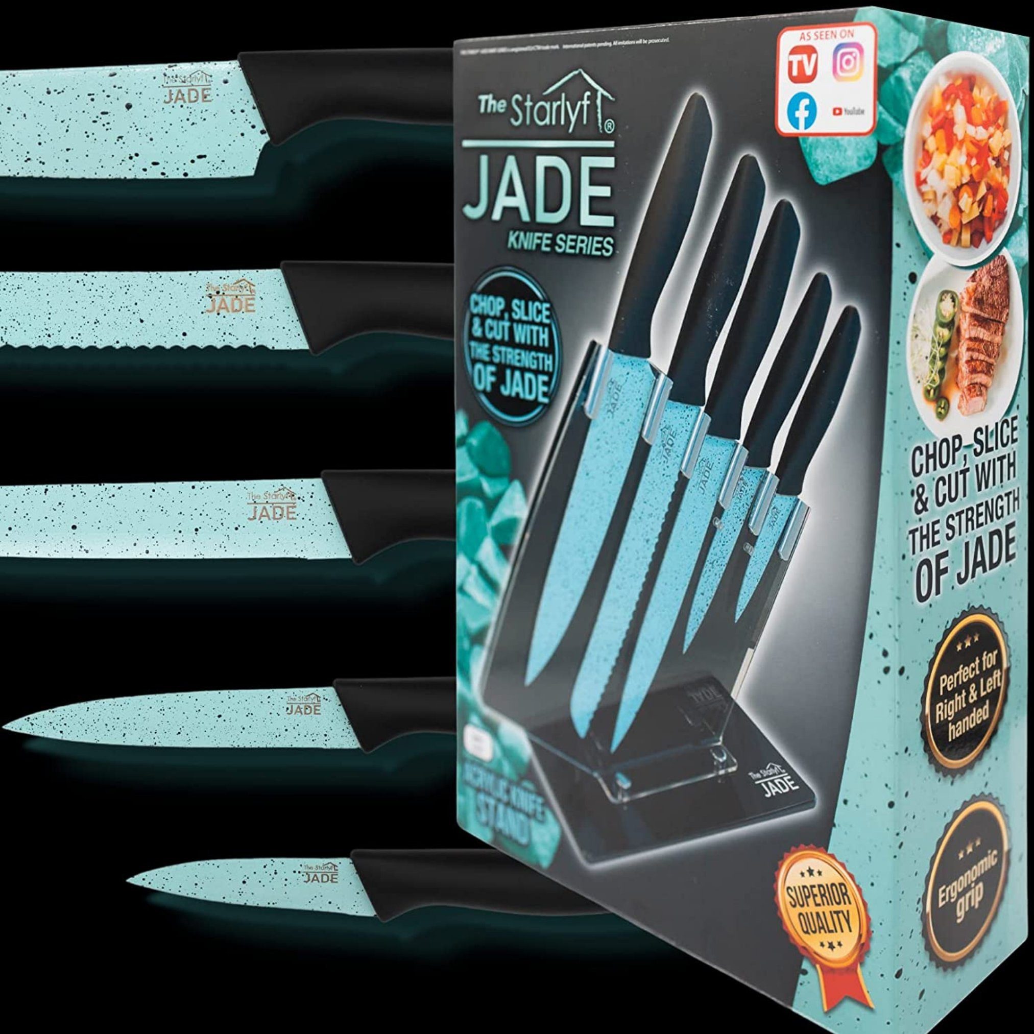 Stand Messer-Set Knife mit Jade 5 Messern Starlyf 6-tlg), Jadepulverbeschichtung Series Set + Messerständer aus und (Set,
