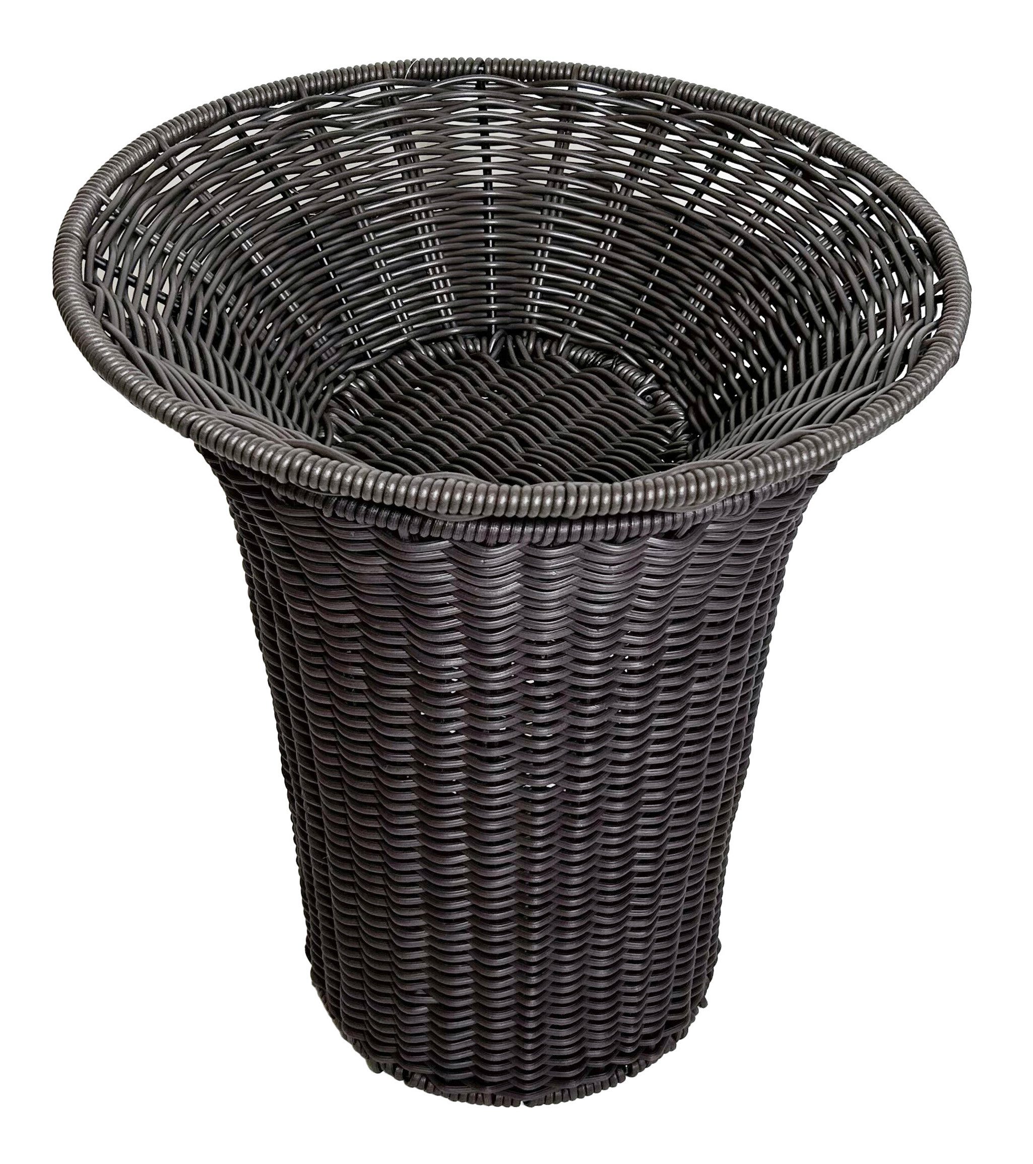 Kobolo Aufbewahrungskorb Standkorb Displaykorb aus Polyrattan dunkelbraun (2 Teile, 2 St., Korb mit Ständer), kein Aufbau notwendig