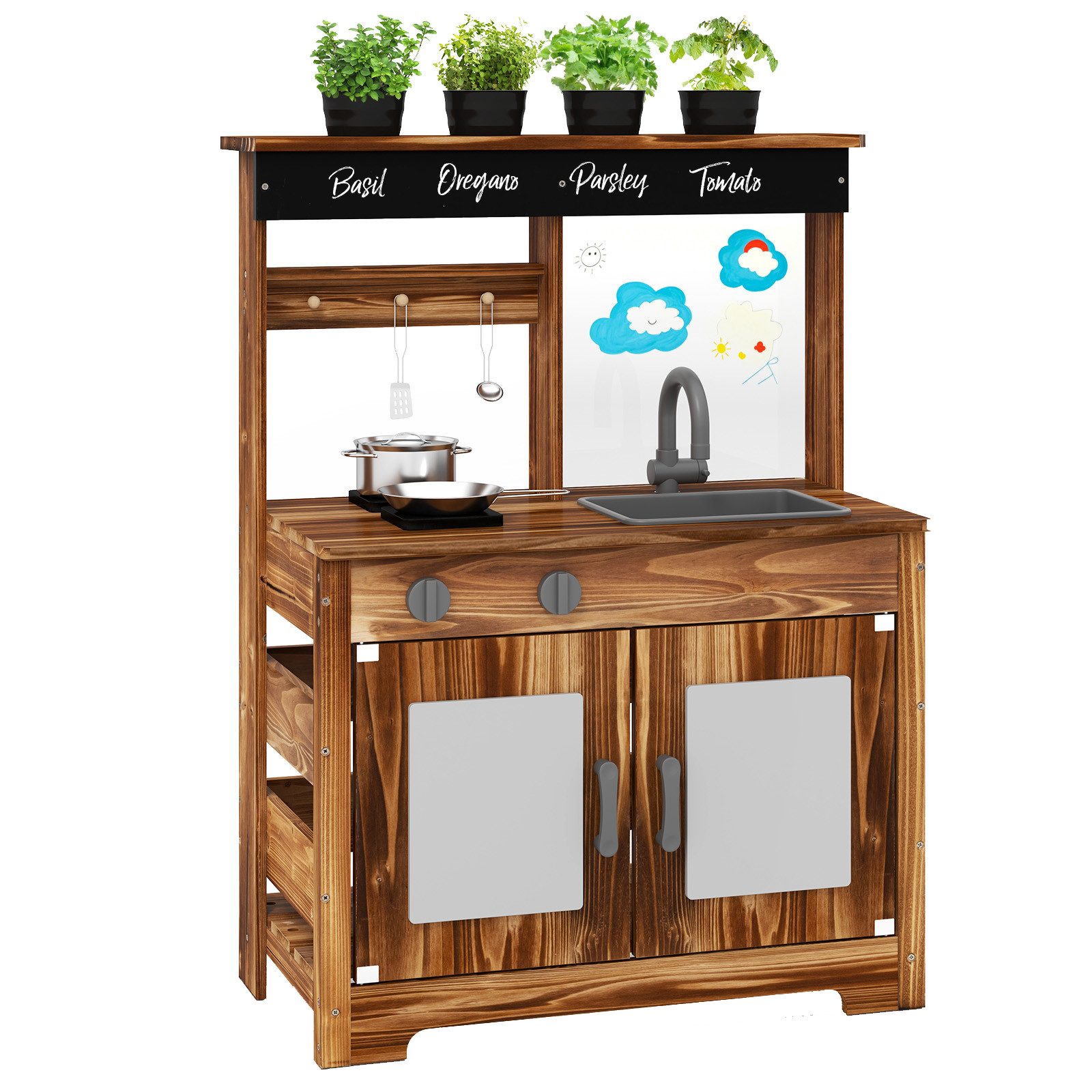 COSTWAY Outdoor-Spielküche Holz, Kinder Matschküche, Outdoor, günstig online kaufen