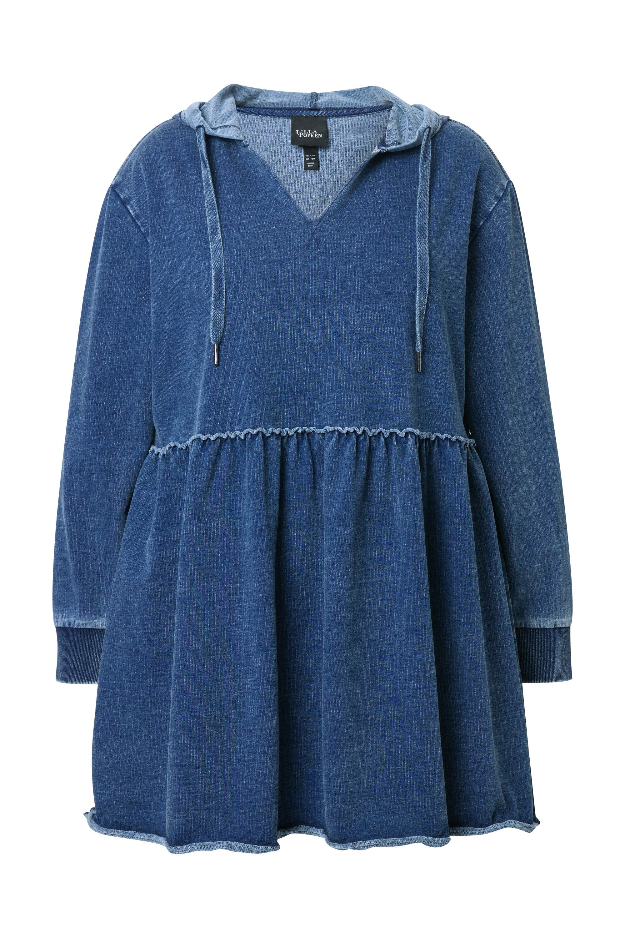 Ulla Popken Sweatshirt Long-Hoodie A-Linie offenkantig günstig online kaufen