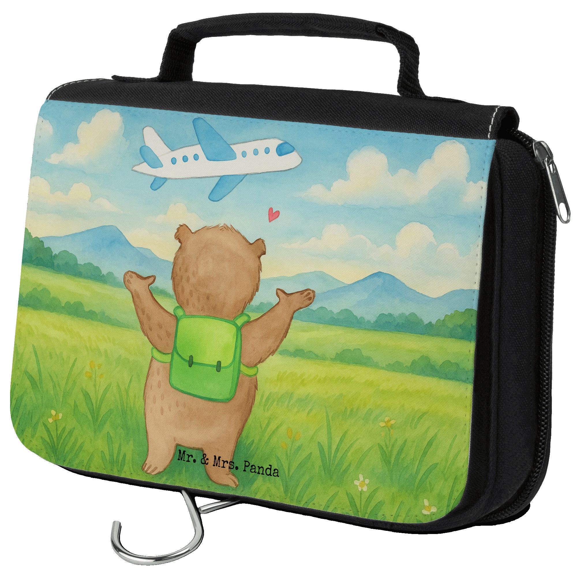 Kulturbeutel Bär Flugzeug Design, Kosmetiktasche, Weiß, Hochzeitstag, kulturtäschc