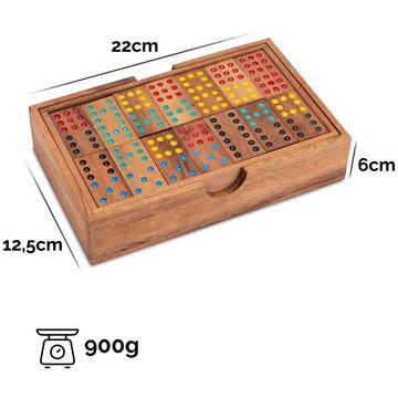 Logoplay Holzspiele Spielesammlung, Domino Doppel 9 für 2 bis 6 Spieler - Gesellschaftsspiel mit 56 SpielsteinenHolzspielzeug