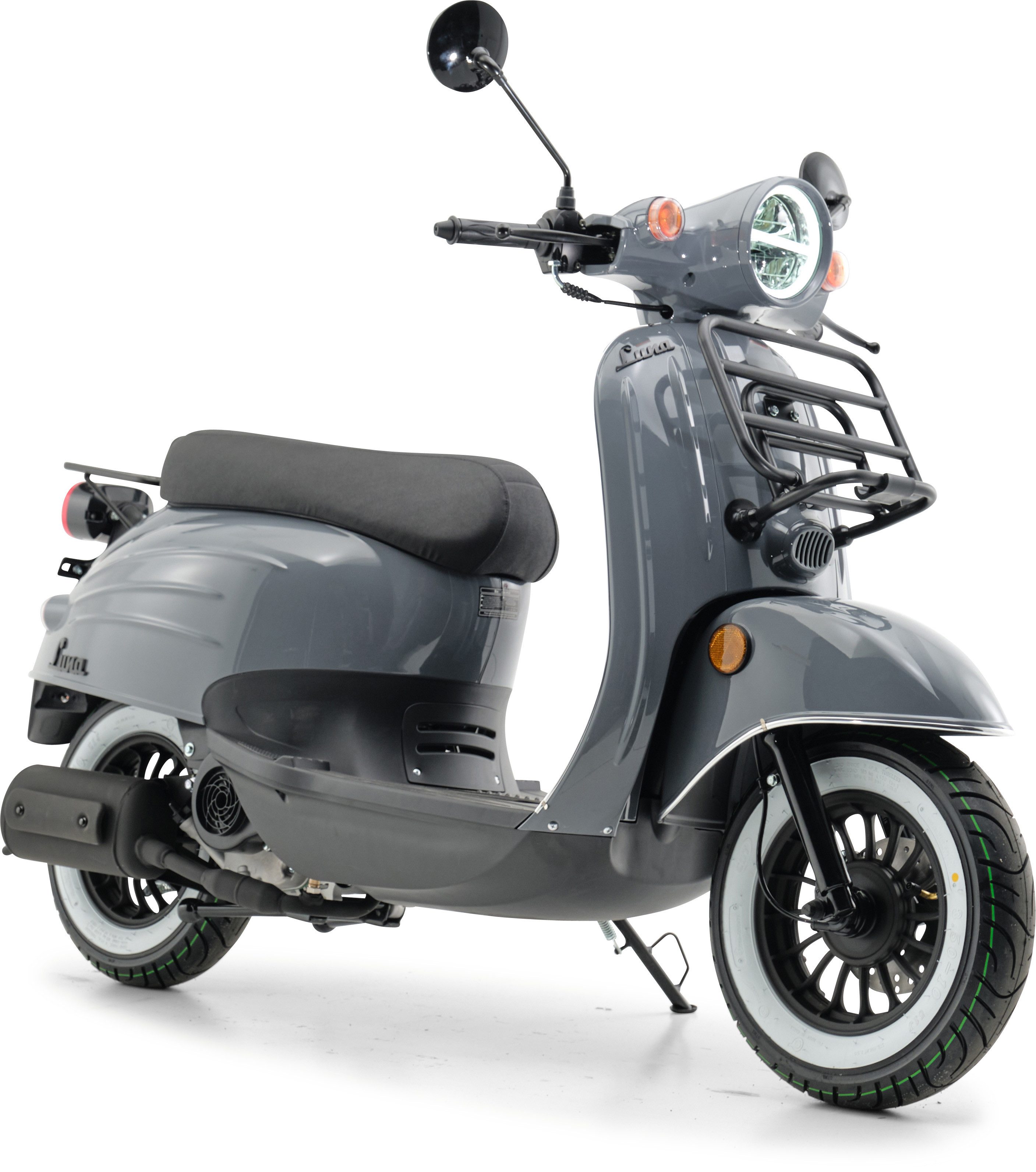 Thumbnail - Burnout Motorroller Luna Grau, 50 ccm, 45 km/h, Euro 5, Unverwechselbares Retro Design, Moped
