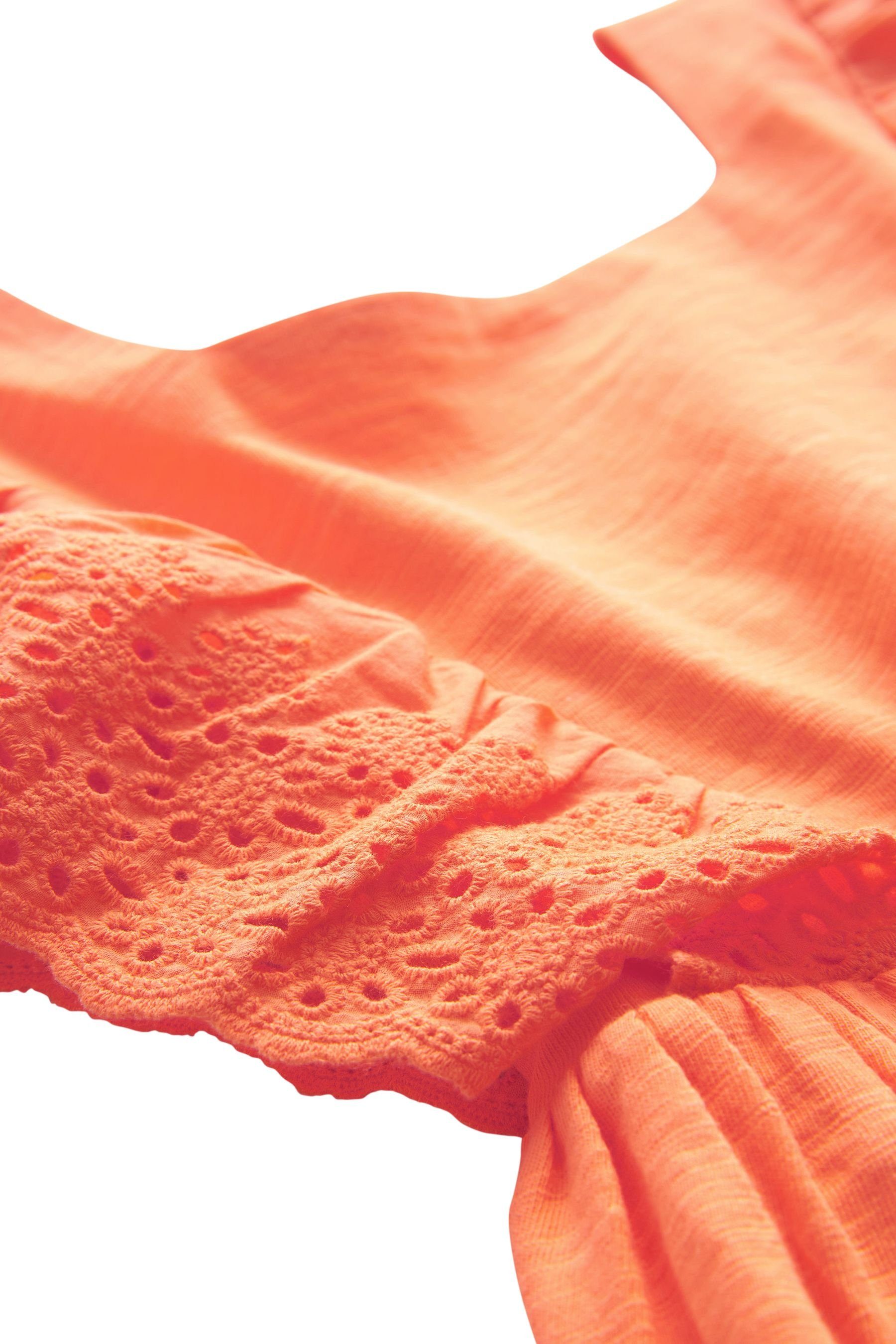 Next Jerseykleid Weiches Jersey-Kleid (1-tlg) Orange Lochstickerei mit
