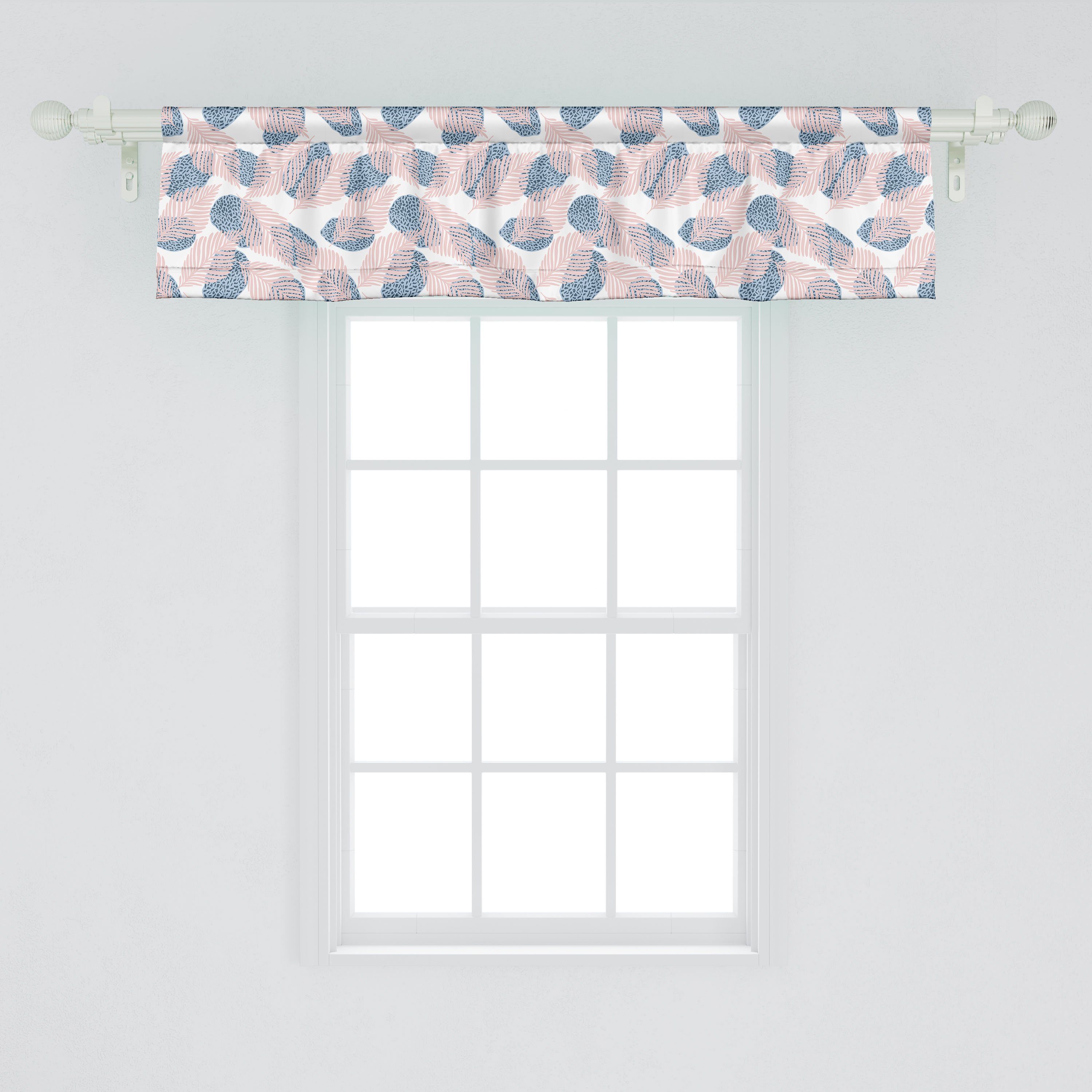 Scheibengardine Vorhang Volant für Küche Leaves Punkte mit Abakuhaus, Microfaser, Moderne Tropisch Jungle Dekor Schlafzimmer Stangentasche