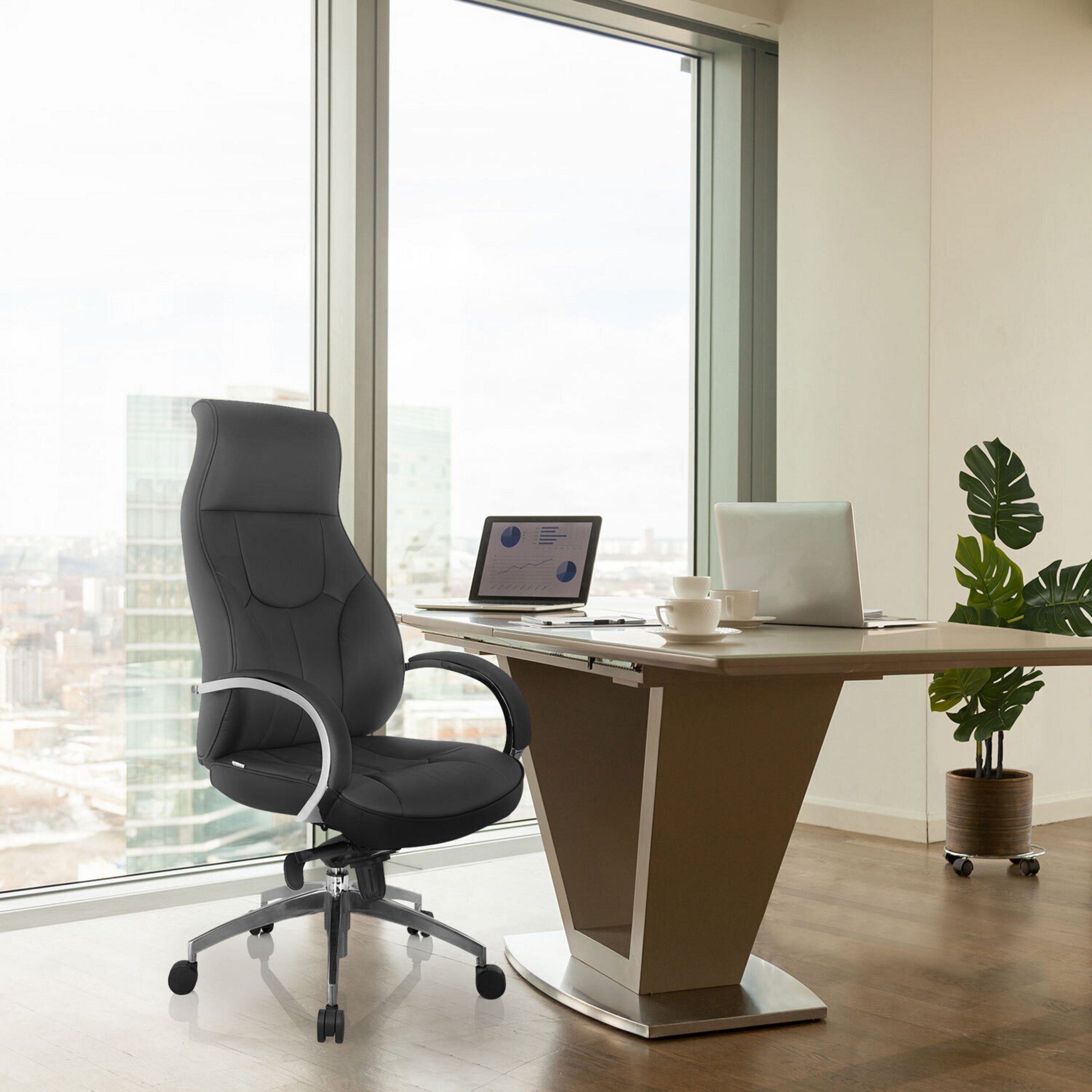 hjh OFFICE Chefsessel Profi Chefsessel Elegance I Kunstleder, Drehstuhl Bürostuhl ergonomisch