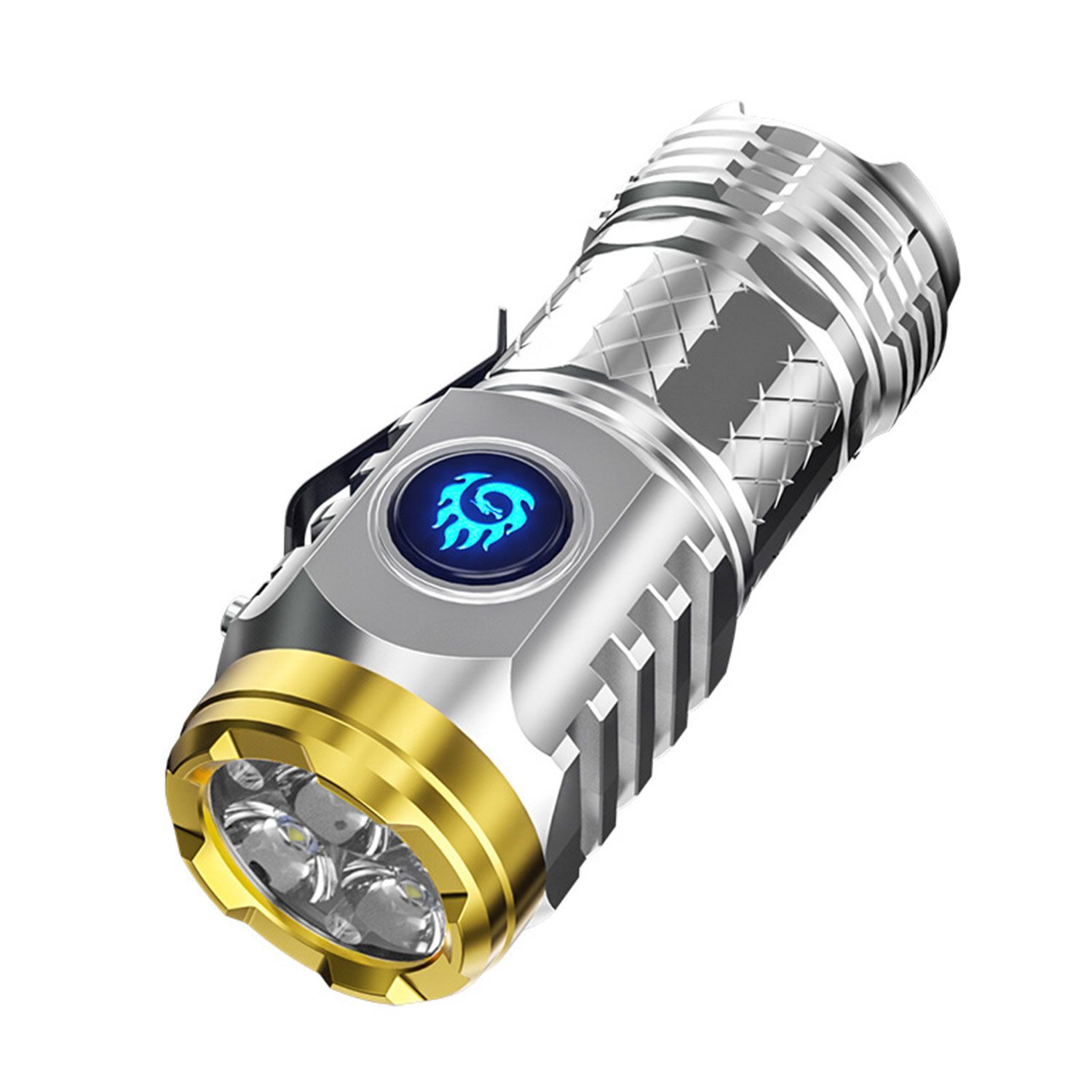 Refttenw Taschenlampe LED Tragbar Aufladbar Extrem Hell mit 5 Lichtmodi Mit Typ-C-Kabel (1-St)
