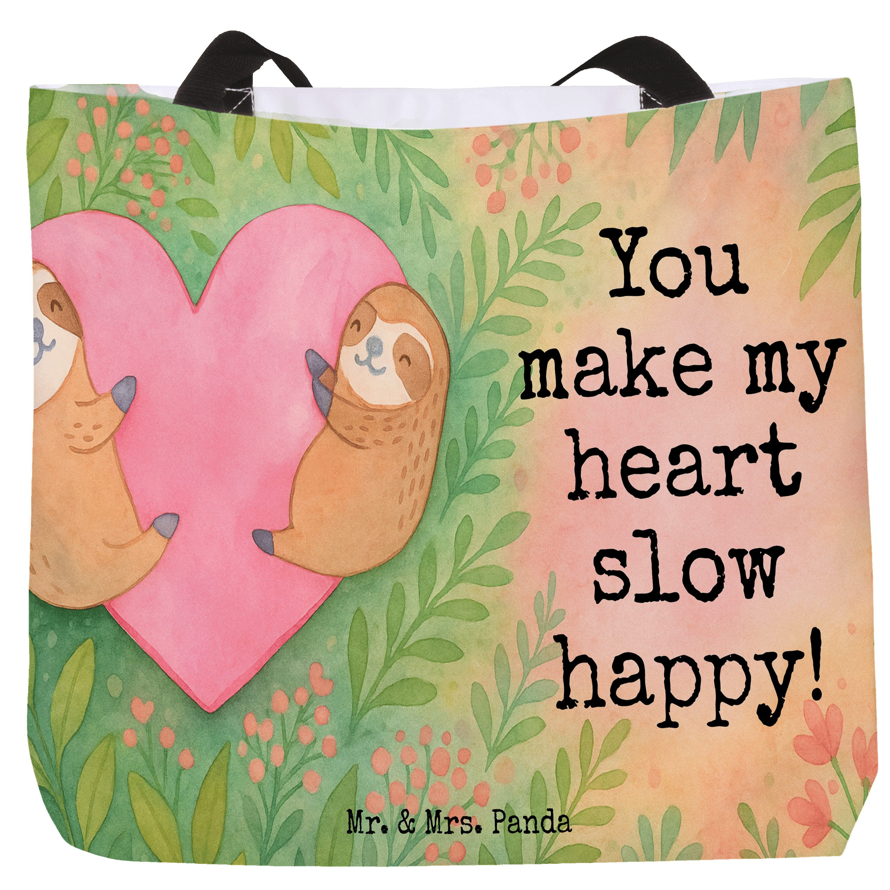Shopper Faultiere Herz Design, Tote Bag, Weiß, Freundin, Mitbringsel, Laptopt