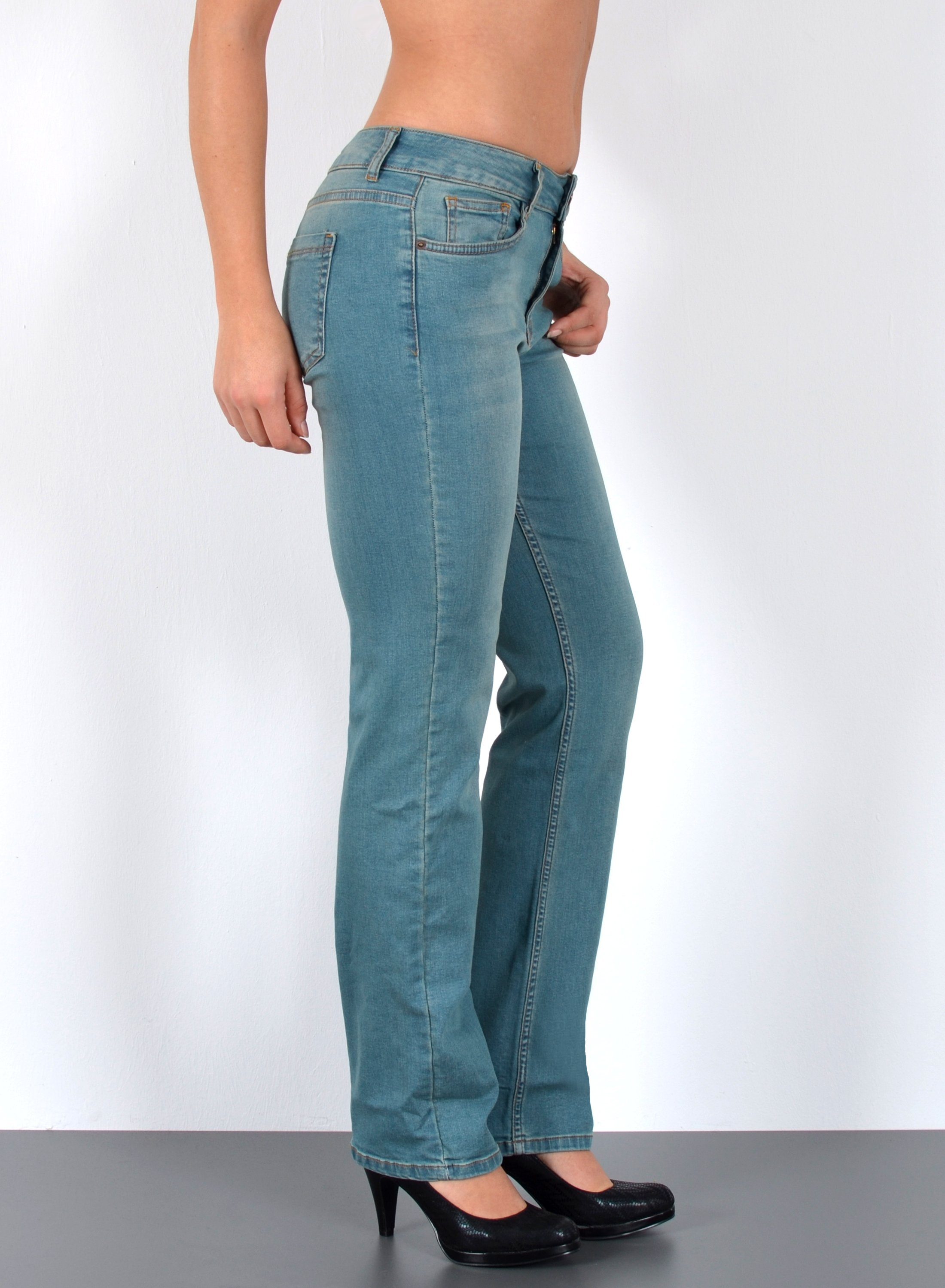 ESRA Straight-Jeans Damen Jeans Geradeschnitt Stretch Jeans Damen Regular Fit G4 Sale High Waist Jeans Damen Straight Hose Regular Jeans bis Große Größe
