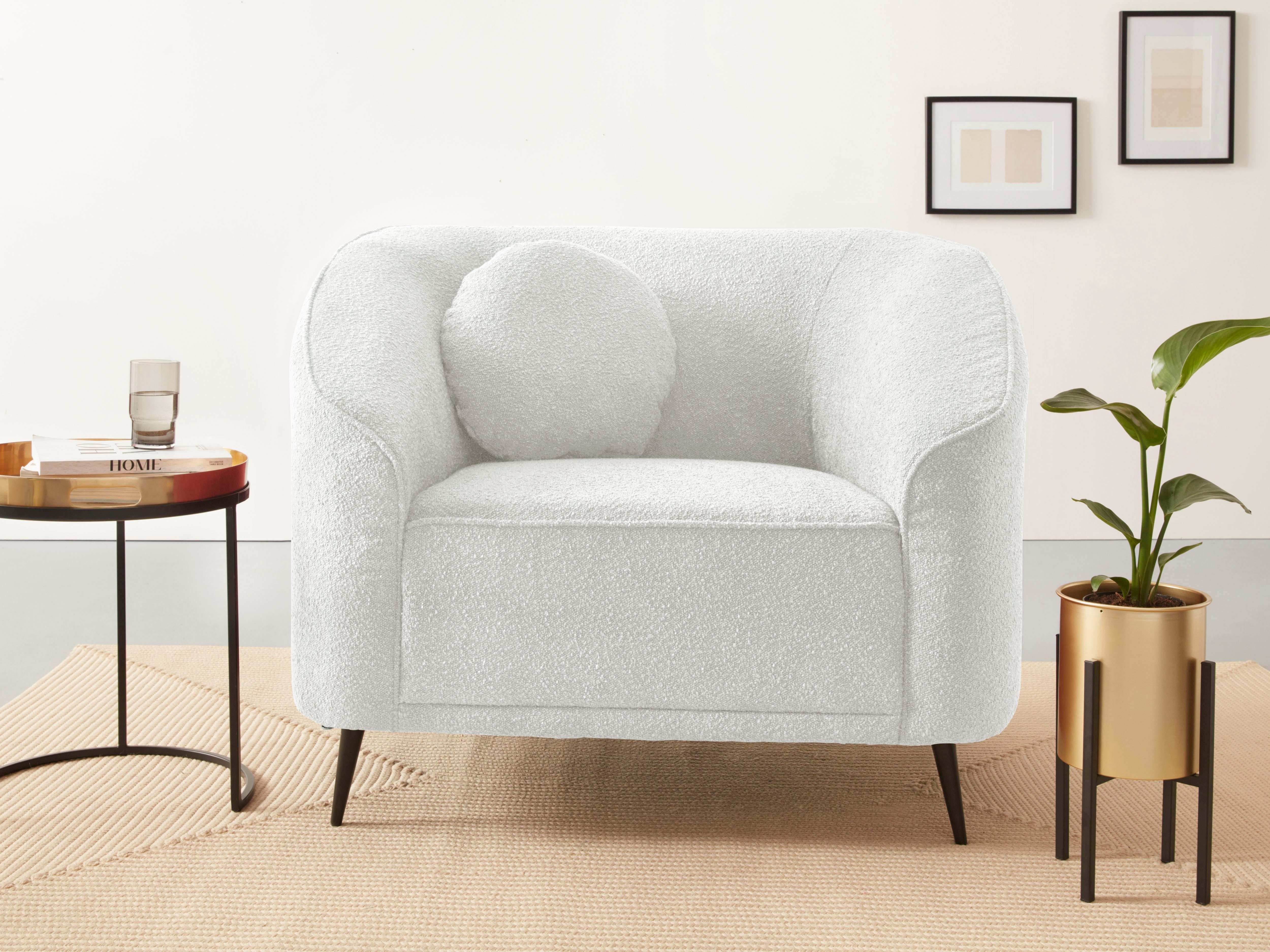 Home affaire Sessel Ashly, in 3 Bezugsvarianten, Bouclé, Samtoptik und Struktur weich.
