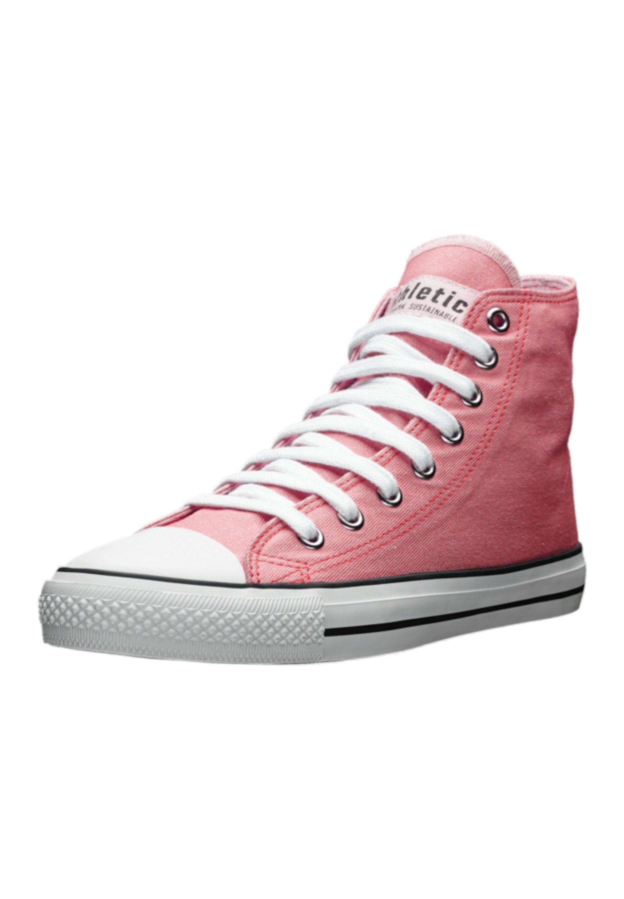 ETHLETIC White Cap Hi Cut Sneaker Fairtrade Produkt Strawberry Pink P - Just White