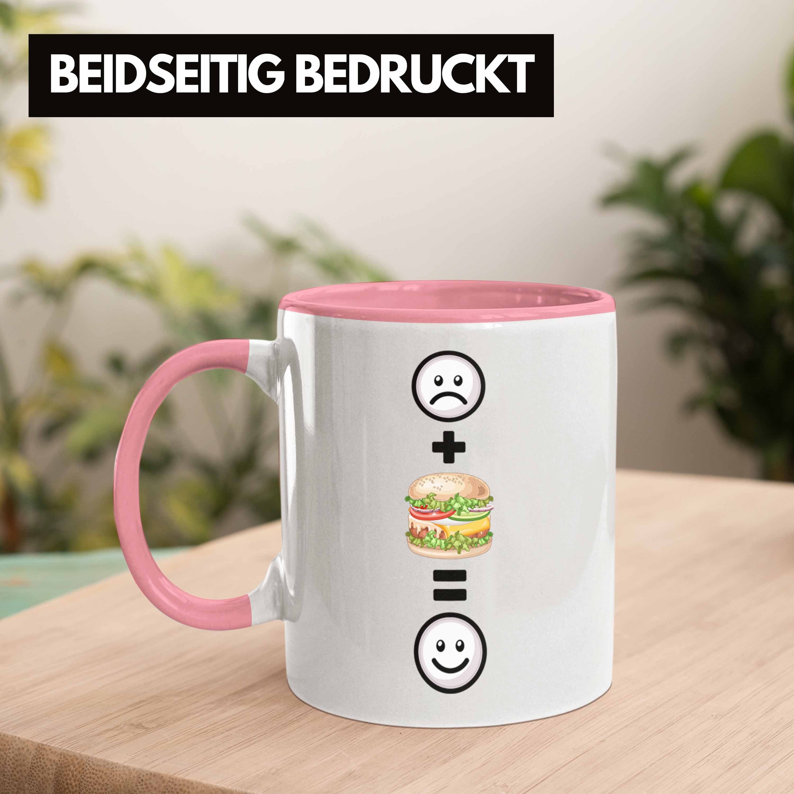 Trendation Tasse für Burger Tasse Burger-Liebhaber Lustige Geschenkidee Rosa Geschenk :(B