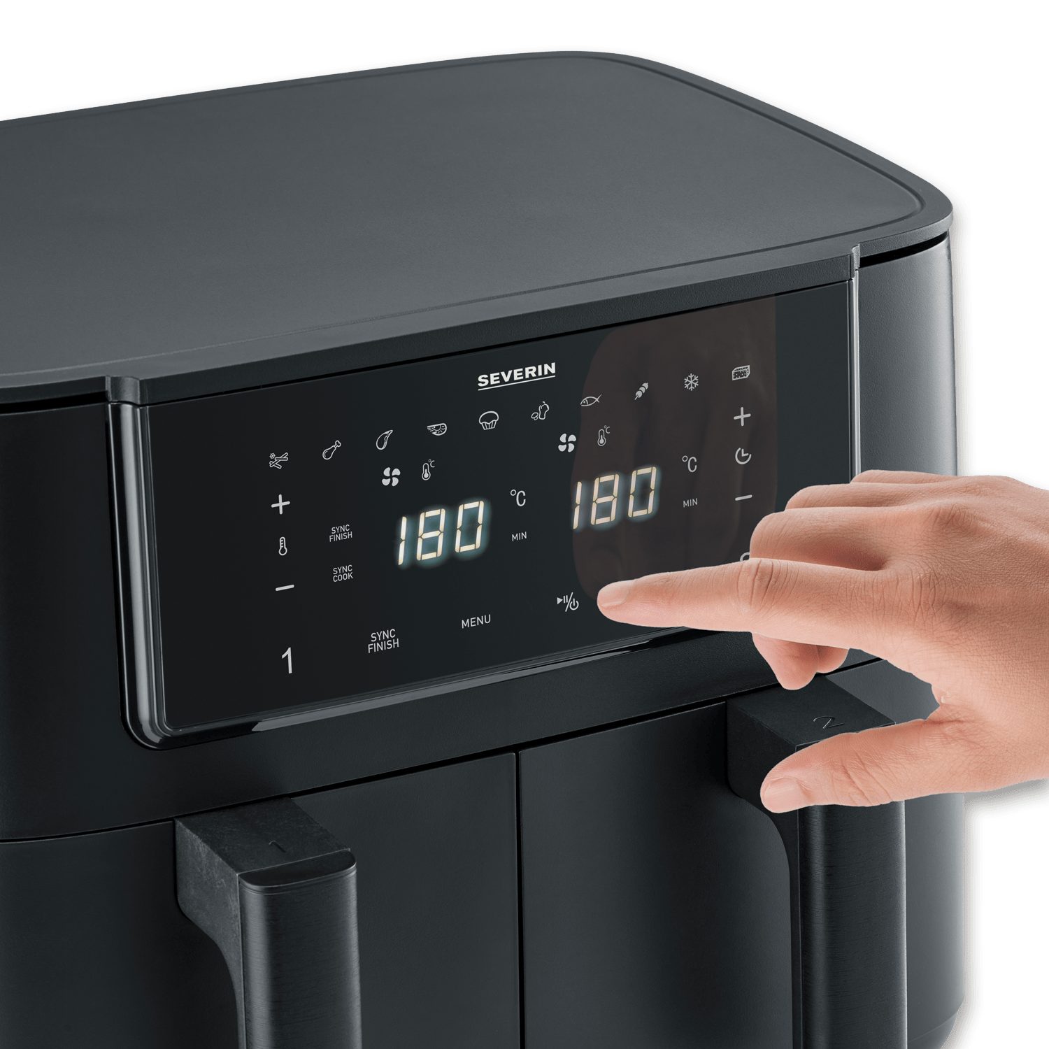 Severin Fritteuse FR 2463 Heißluftfritteuse Black Line Dual, 2600 W – Bild 5 von 5