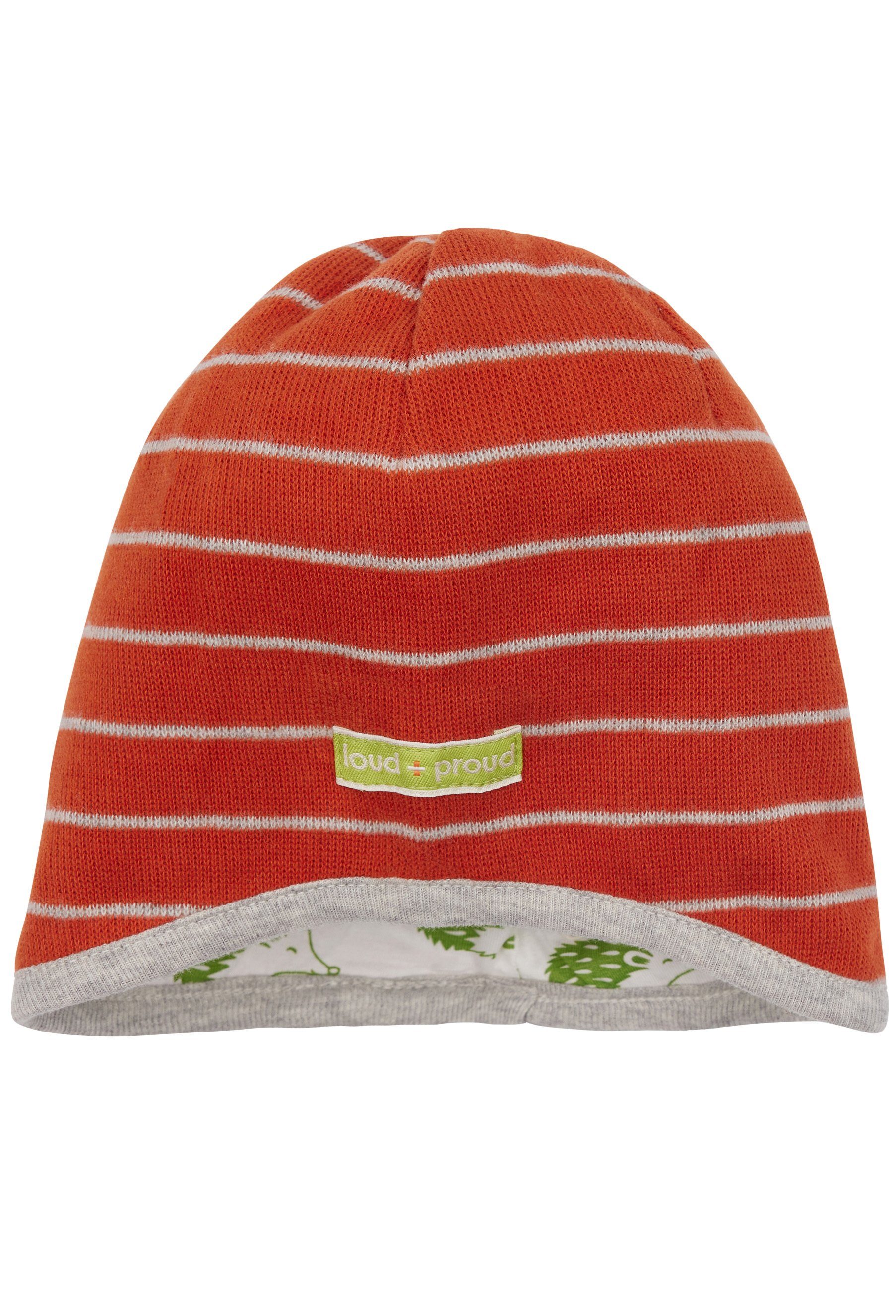 loud + proud Beanie mit Ringel-Look GOTS zertifizierte Bio-Baumwolle rot