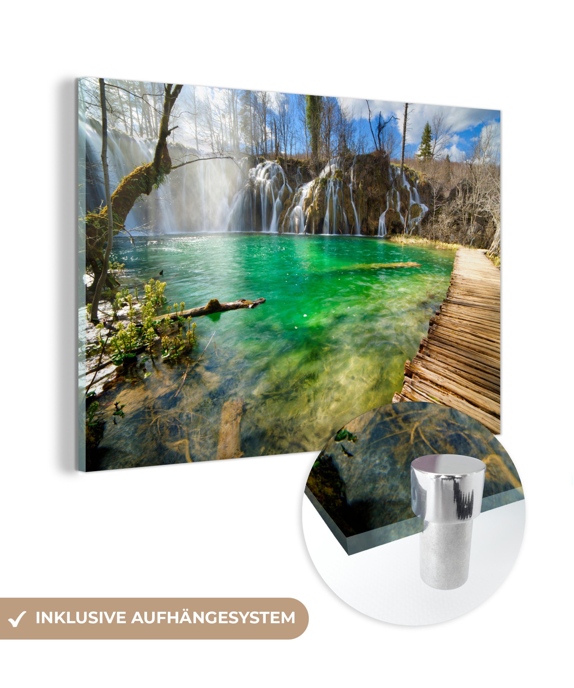 MuchoWow Acrylglasbild Der Nationalpark Plitvicer Seen im Frühling, (1 St), Acrylglasbilder Wohnzimmer & Schlafzimmer