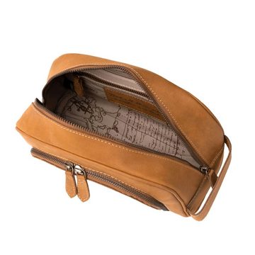 DRAKENSBERG Kulturbeutel »Ben« Cognac-Braun, Elegante Kulturtasche aus Büffelleder für Damen und Herren, Vintage