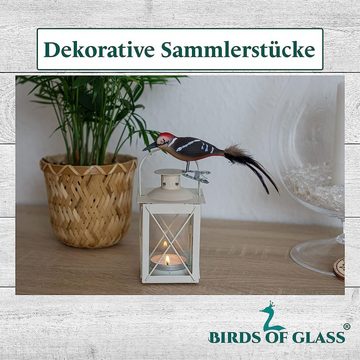 Birds of Glass Christbaumschmuck Glasvogel Buntspecht mit Naturfeder, mundgeblasen, handdekoriert, aus eigener Herstellung