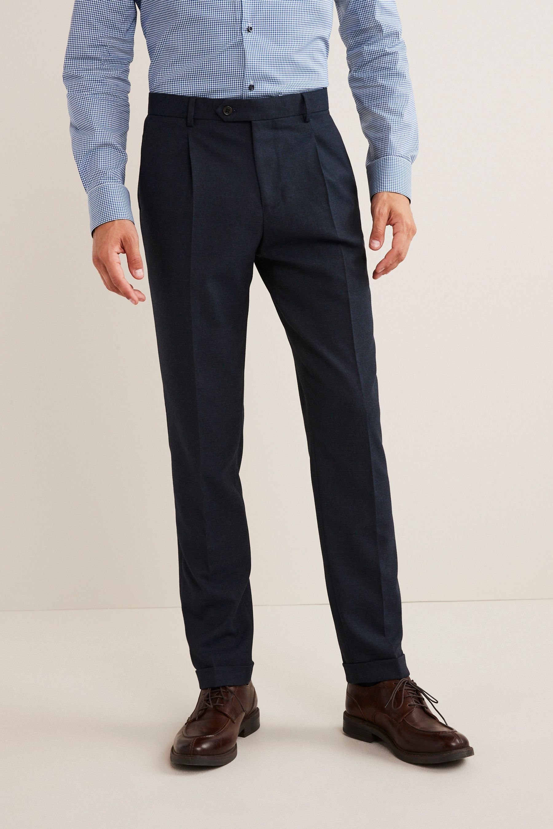Next Anzughose Anzug aus Flanellstoff: Hose-Skinny-Fit (1-tlg) Navy Blue