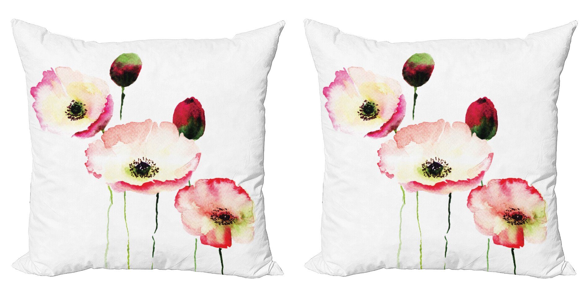 Kissenbezüge Modern Accent Doppelseitiger Digitaldruck, Abakuhaus (2 Stück), Blumen Poppy Vintage-Blüten