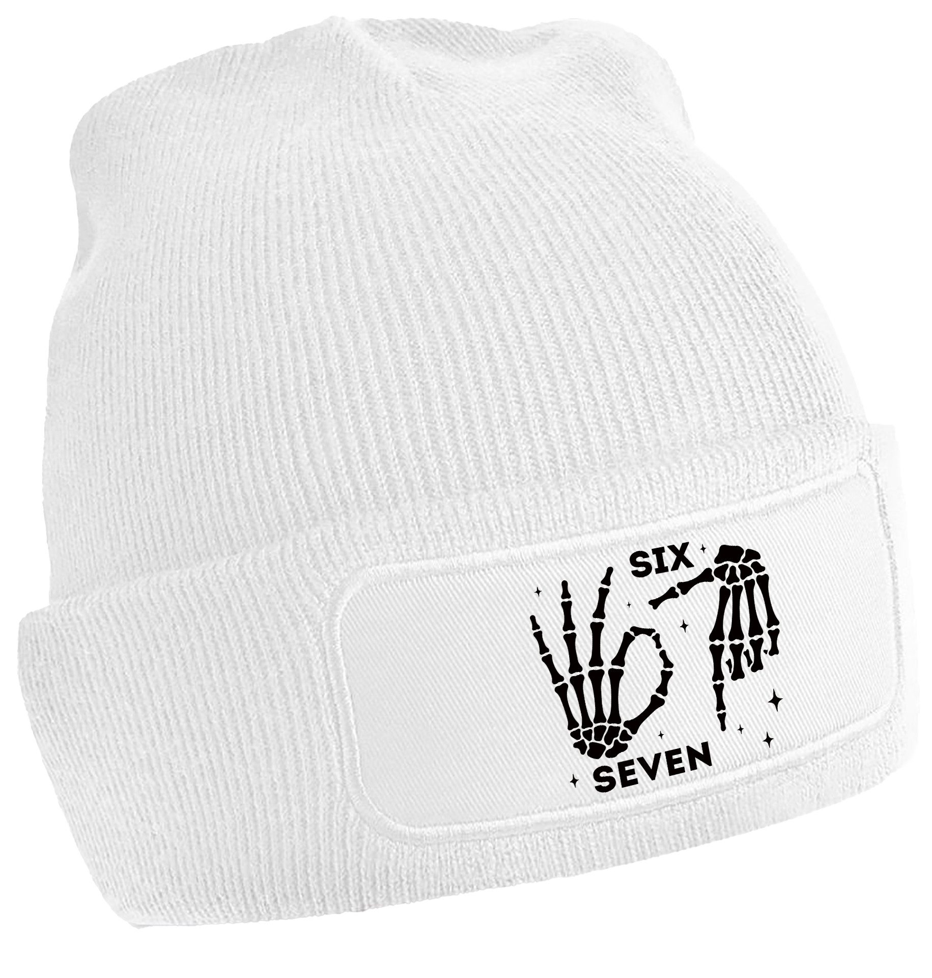 MyDesign24 Strickmütze mit 67 print Six seven Mütze Wintermütze i772