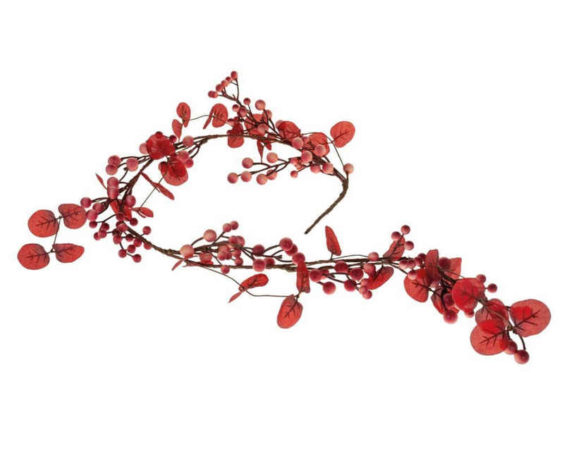 Kunstblume Eukalyptus Girlande Beeren Kunststoff rot 125 cm Eukalyptus, matches21 HOME & HOBBY, Höhe 125 cm