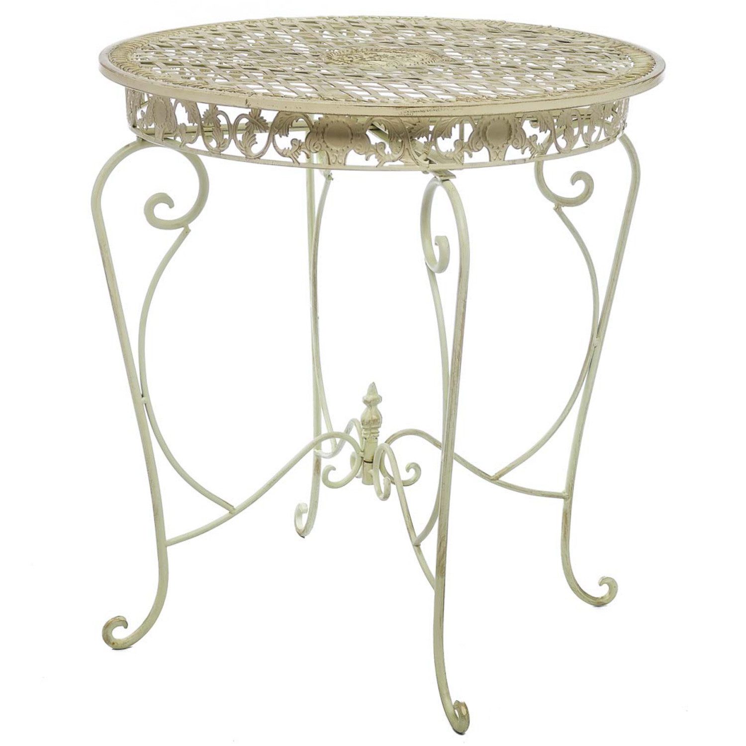 Aubaho Dekoobjekt Gartentisch Tisch 73cm Garten Eisen Antik-Stil Gartenmöbel creme weiss