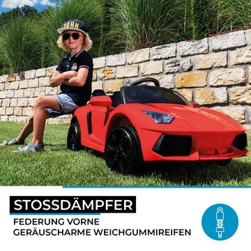 Actionbikes Motors Elektro-Kinderauto Super Sport - Fernbedienung & Kofferraum zum Öffnen - Bremsautomatik, Belastbarkeit 35 kg, (2-tlg), Kinder Elektro Auto ab 3 Jahre - Elektroauto Fahrzeug elektrisch