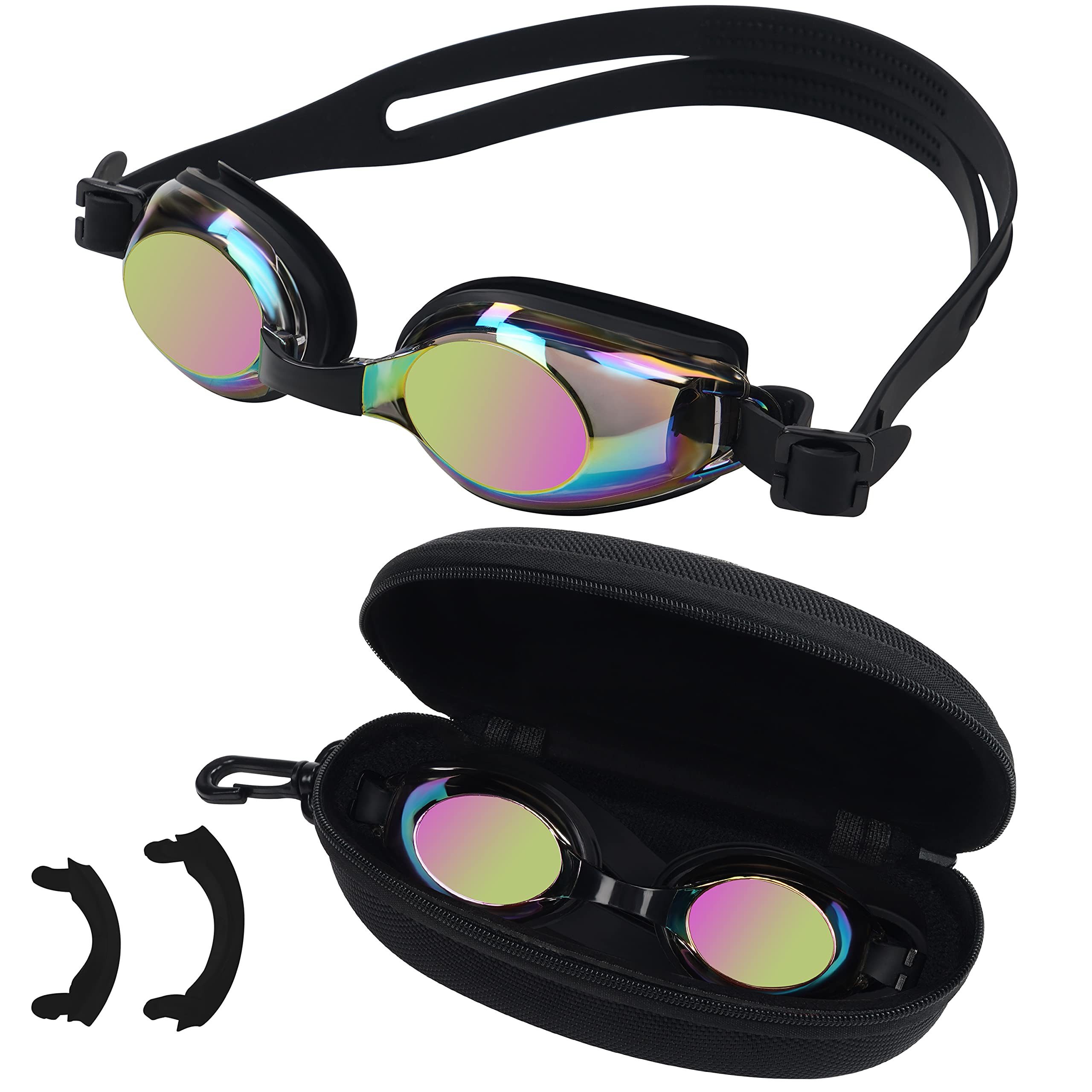 Bezzee Pro Schwimmbrille Taucherbrille für Kinder verstellbar Schwimmbrille für Kinder, (1-St), Kinderschwimmbrille mit Etui Schwarz