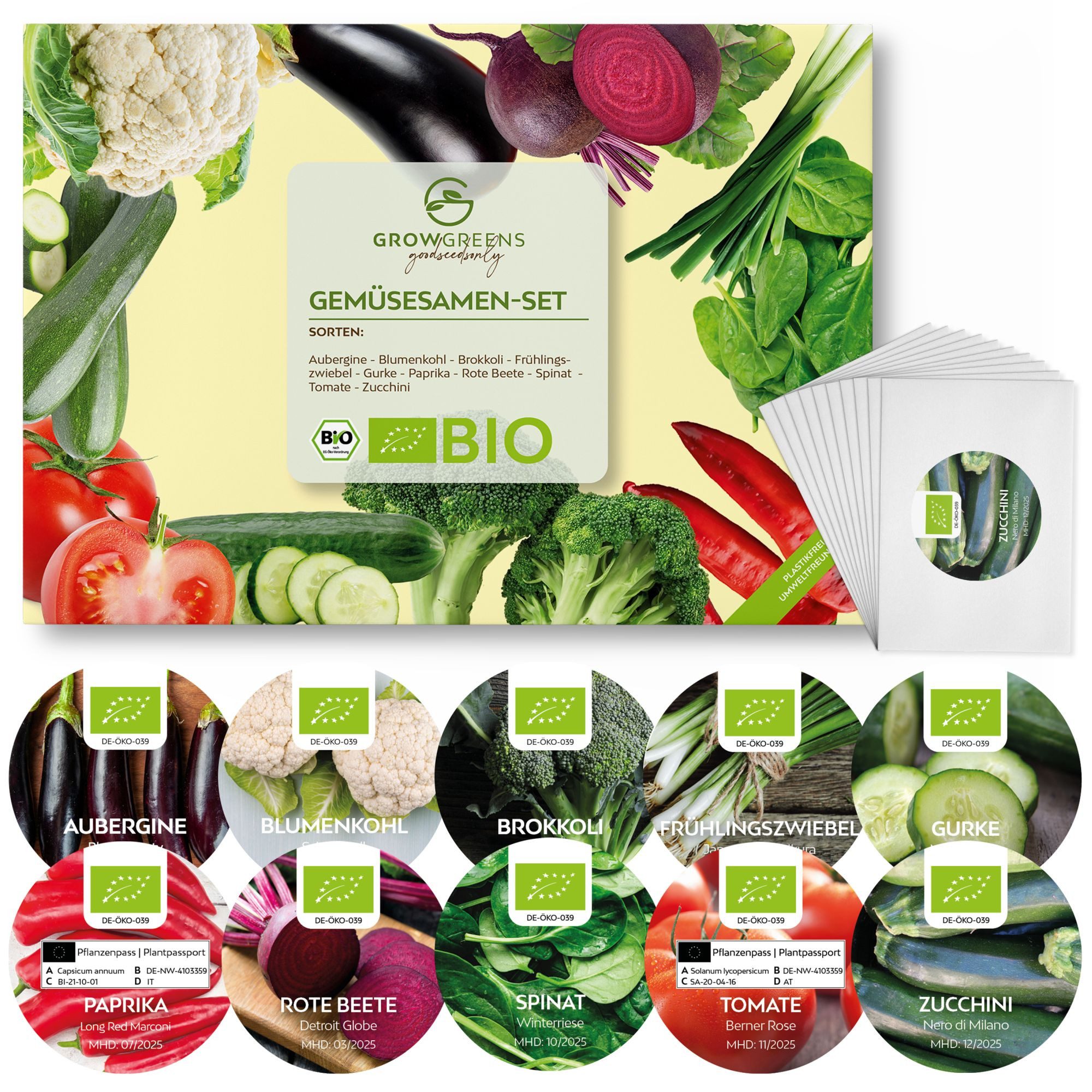 Growgreens Gemüsesamen BIO Gemüsesamen Set (10 Sorten) - Anzuchtset aus bio günstig online kaufen