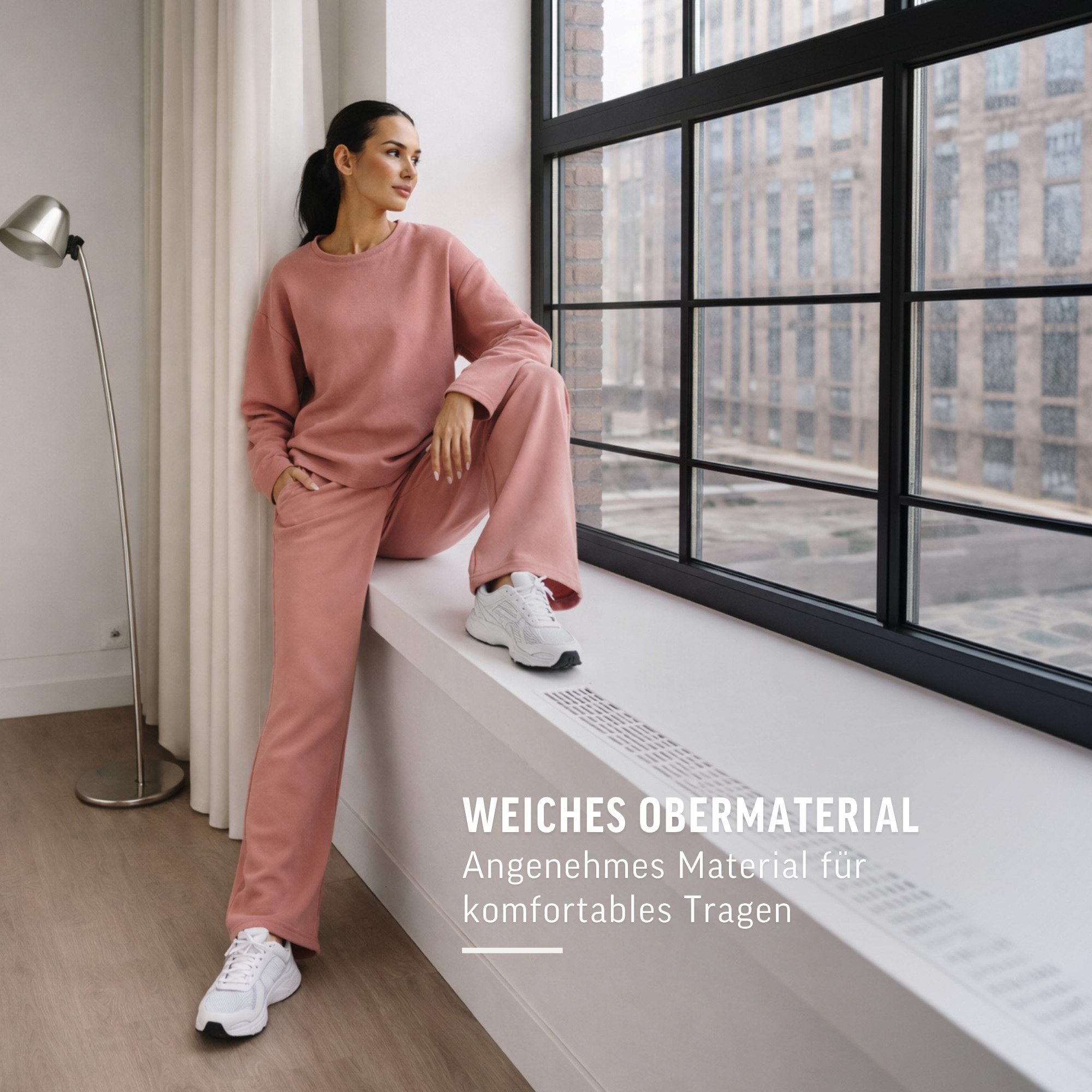 Smilodox Jogginghose Sirel, Trainingshose Damen Oversized Fit Wide-Leg mit Kordelzug Elastischer Bund, Weites Bein, Dezentes Logo, Sport & Freizeit